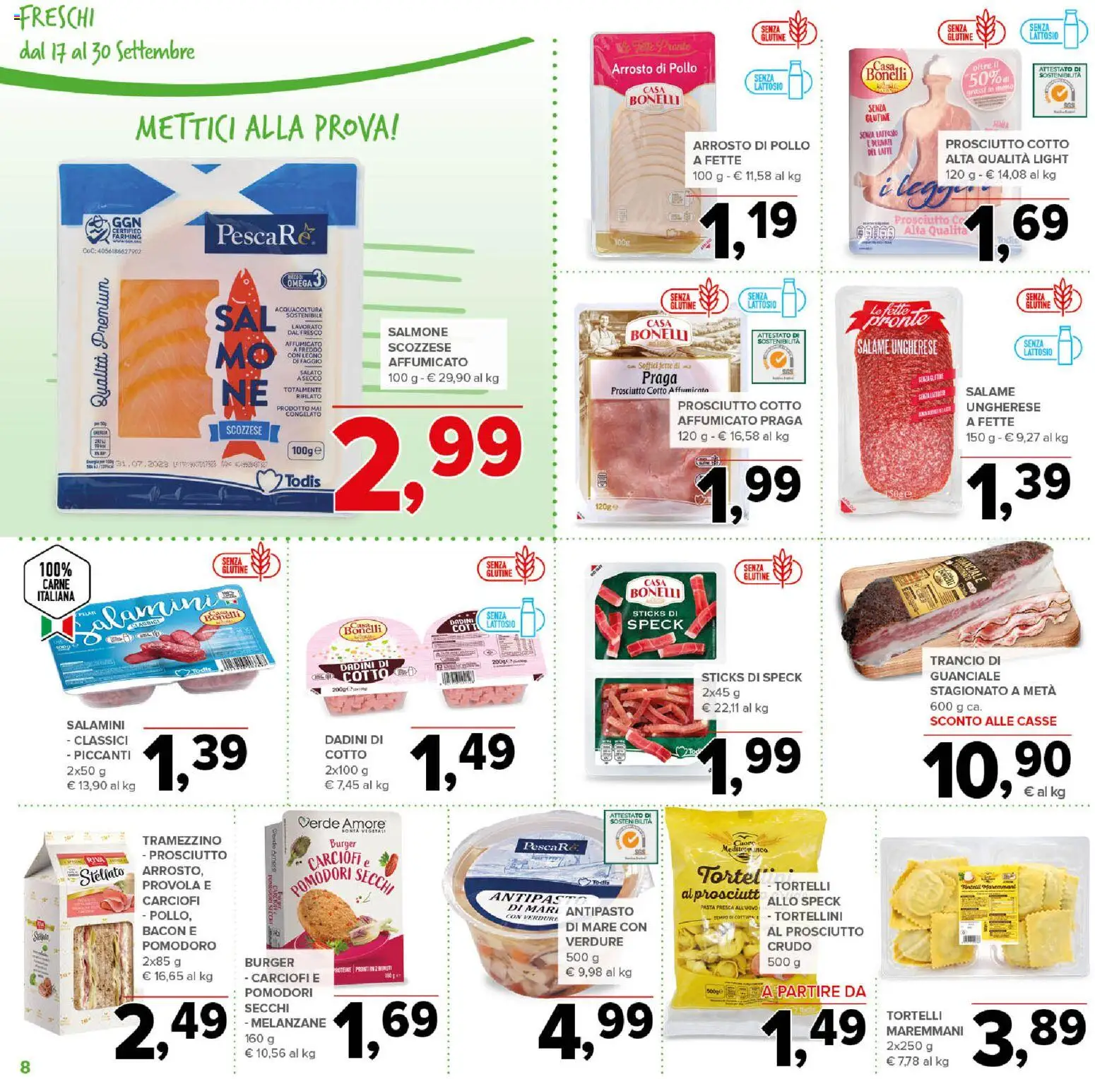 Volantino Todis del 17/09/2026 | Pagina: 8 | Prodotti: Verdure, Pasta, Carciofi, Guanciale
