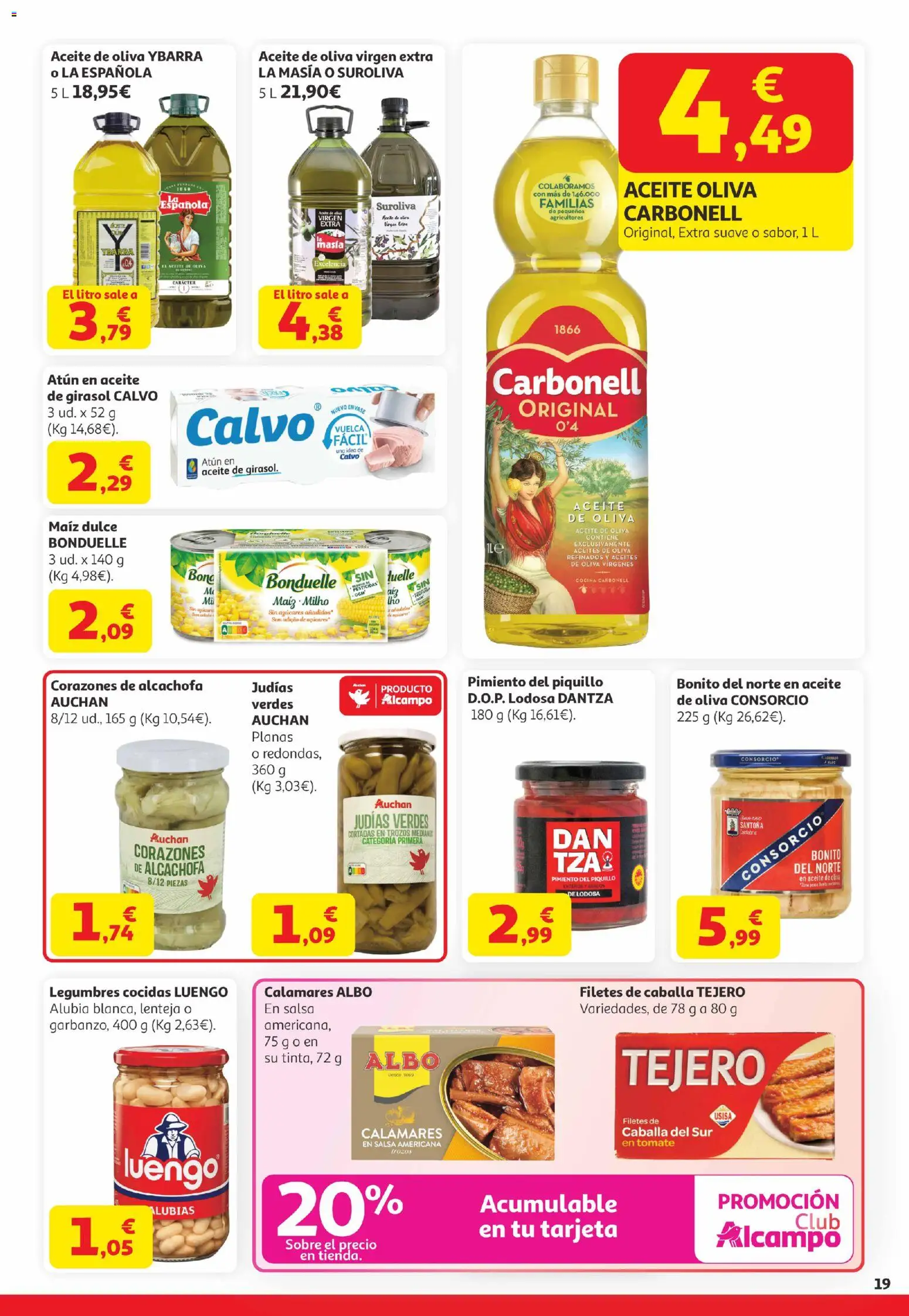 Alcampo Canarias │ válido desde el 07.04.2026 | Página: 19 | Productos: Aceite, Κάδος απορρυμάτων, Aceite de oliva, Aceite de oliva virgen extra