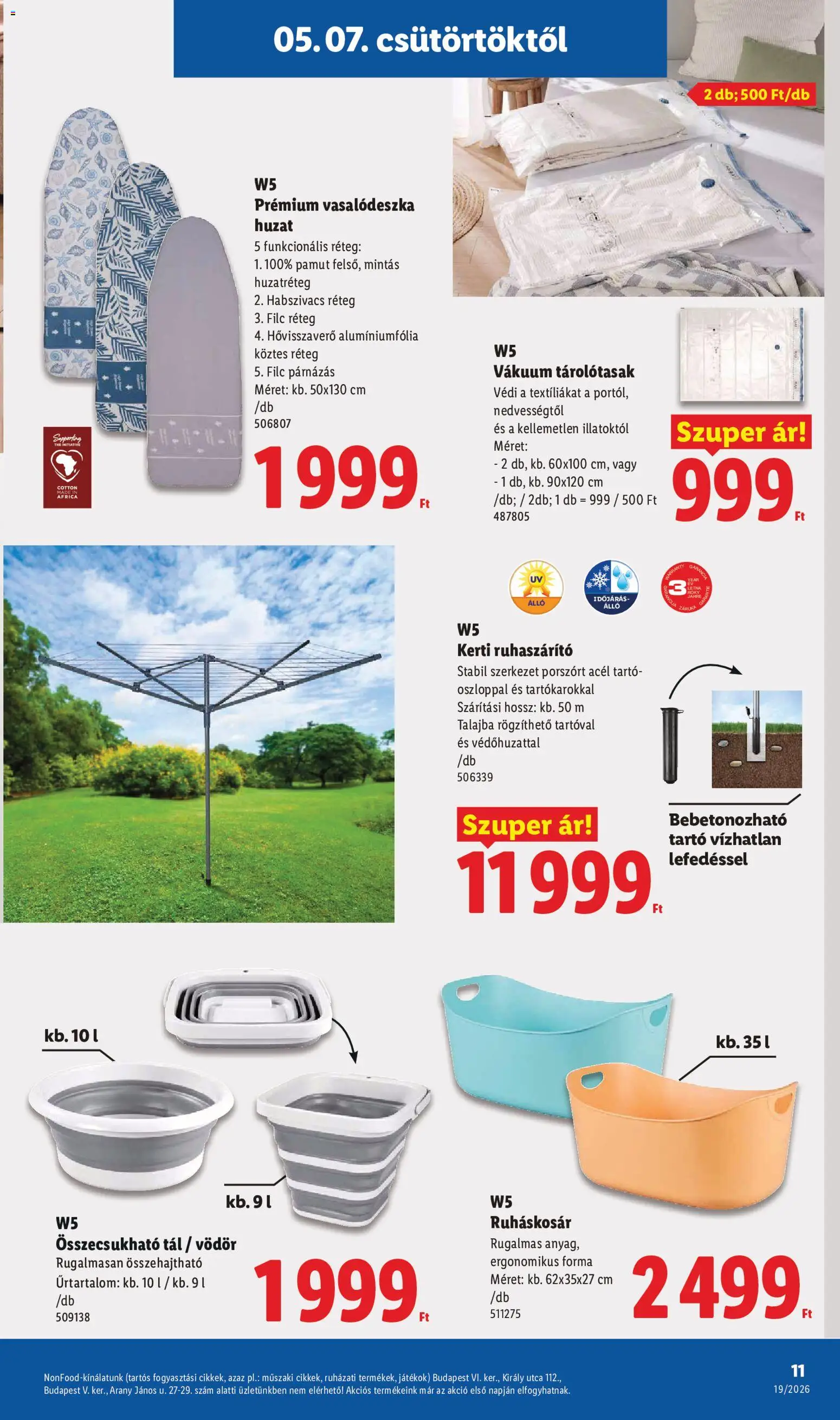 Lidl akciós ujság - amely érvényes a következő dátumtól: 07.05.2026 | Oldal: 11 | Termékek: Játékok, Vasalódeszka, Ruhaszárító, Ruháskosár