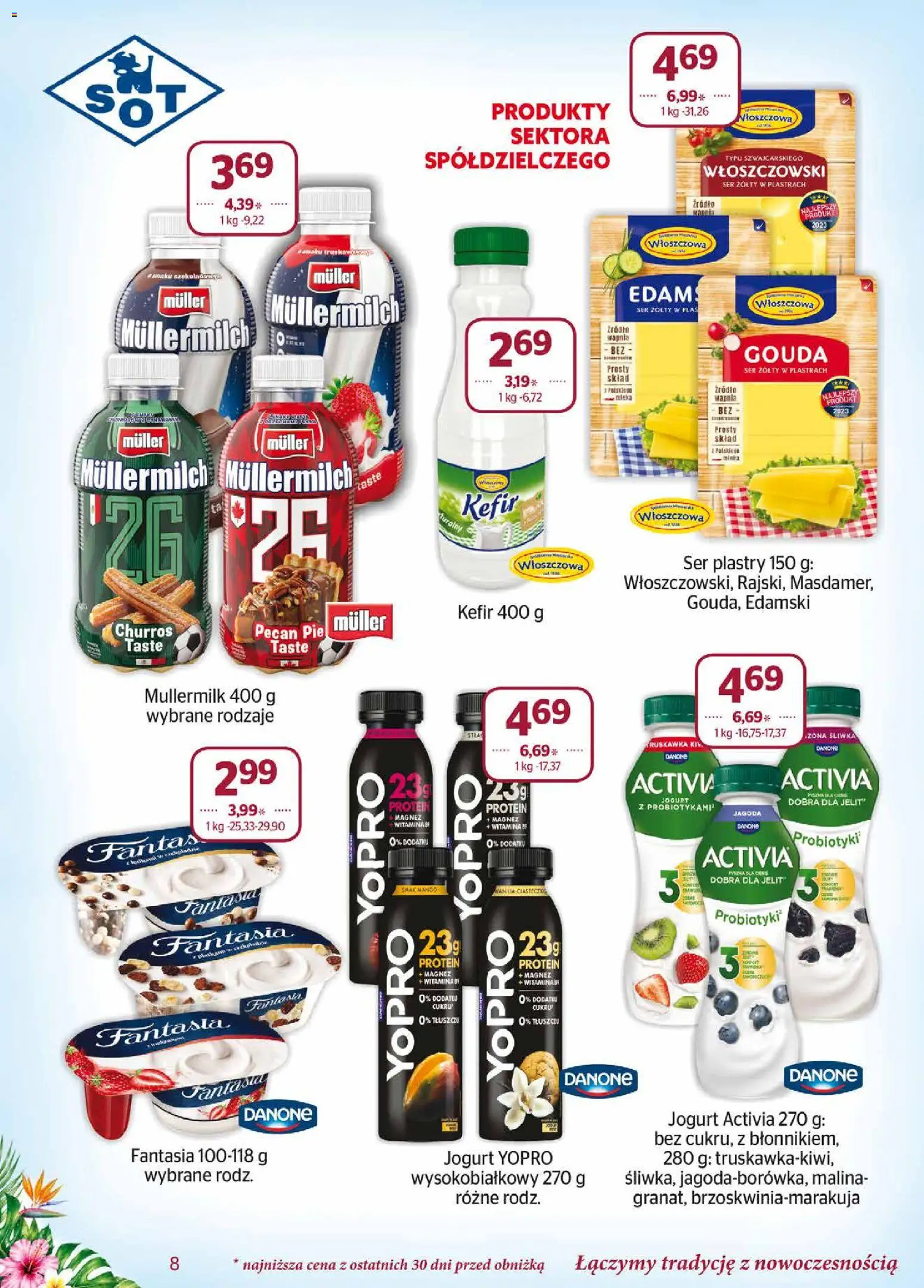 Społem gazetka od 01.07.2026 | Strona: 8 | Produkty: Ser żółty, Malina, Kefir, Jogurt