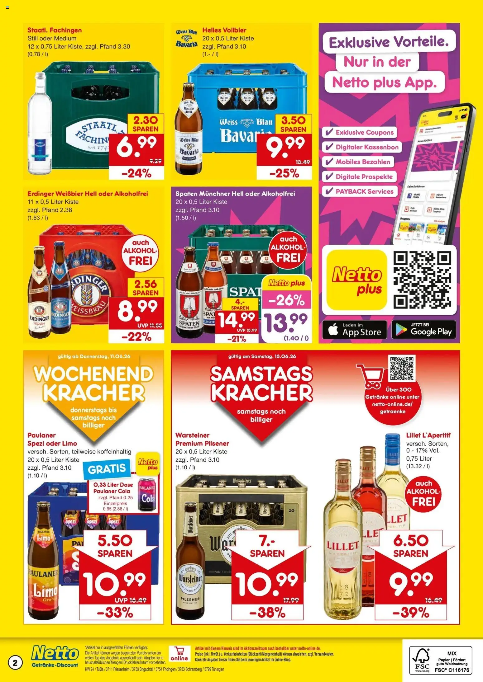 Netto Marken-Discount Prospekt Friesenheim – gültig ab 08.06.2026 | Seite: 2 | Produkte: Erdinger, Cola, Warsteiner, Paulaner