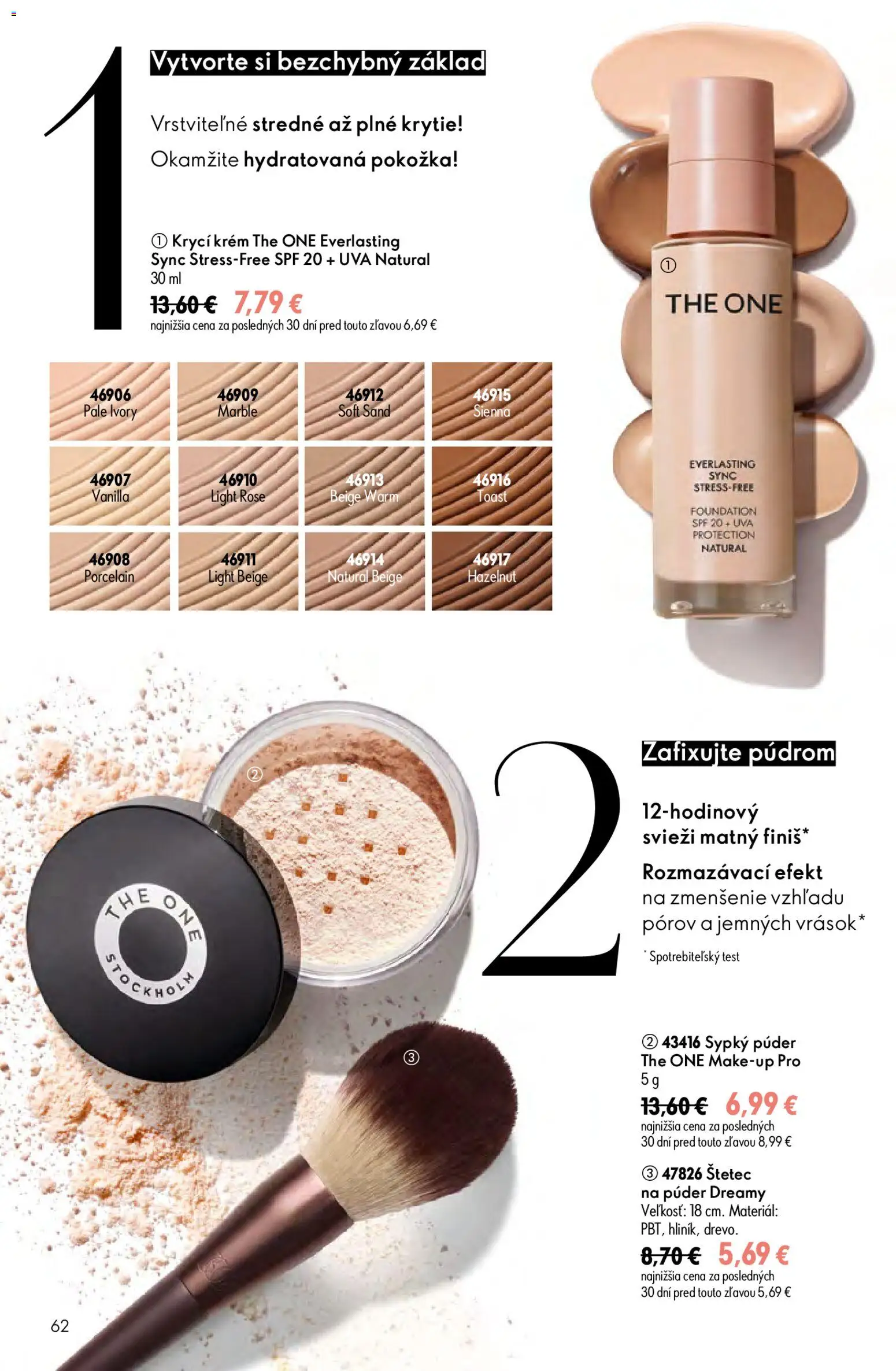 Nové Oriflame akcie – leták je platný od 17.06.2026 | Strana: 62 | Produkty: Púder, Štetec, Krém