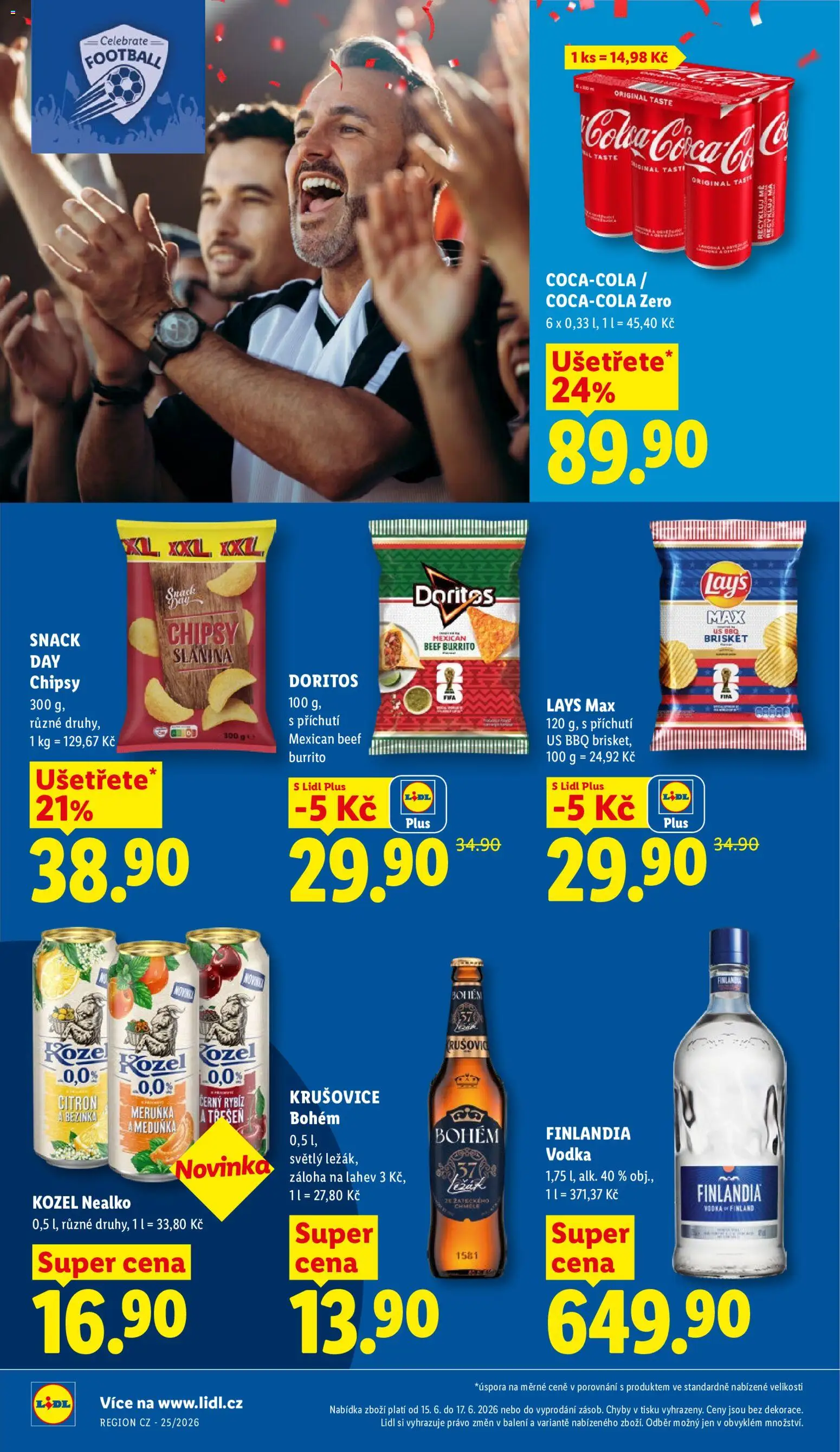 Lidl leták od 15.06.2026 | Strana: 28 | Produkty: Doritos, Finlandia vodka, Krušovice, Kozel nealko