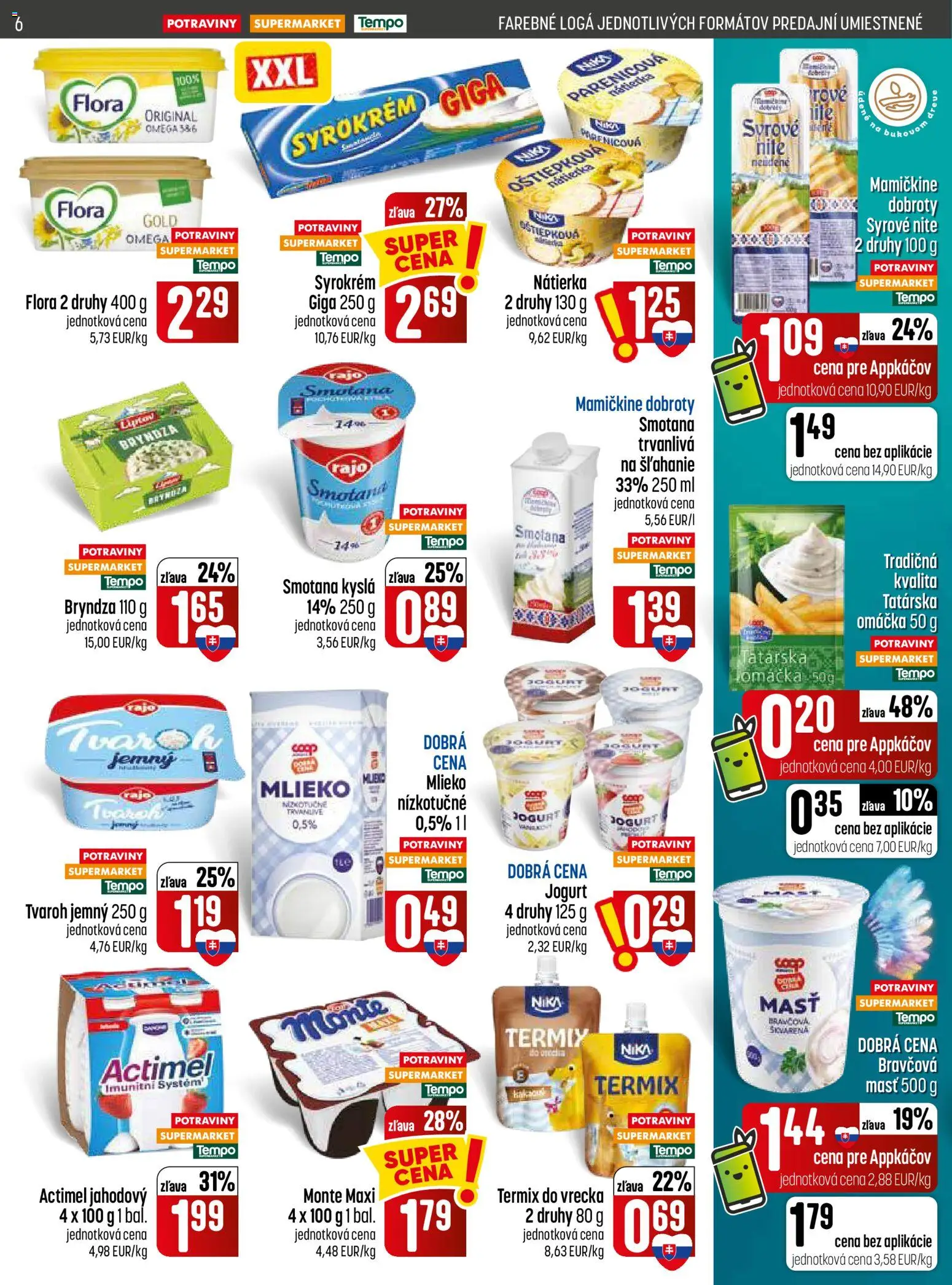 Nové COOP Jednota akcie – leták je platný od 13.08.2026 | Strana: 6 | Produkty: Nátierka, Bryndza, Termix, Flora
