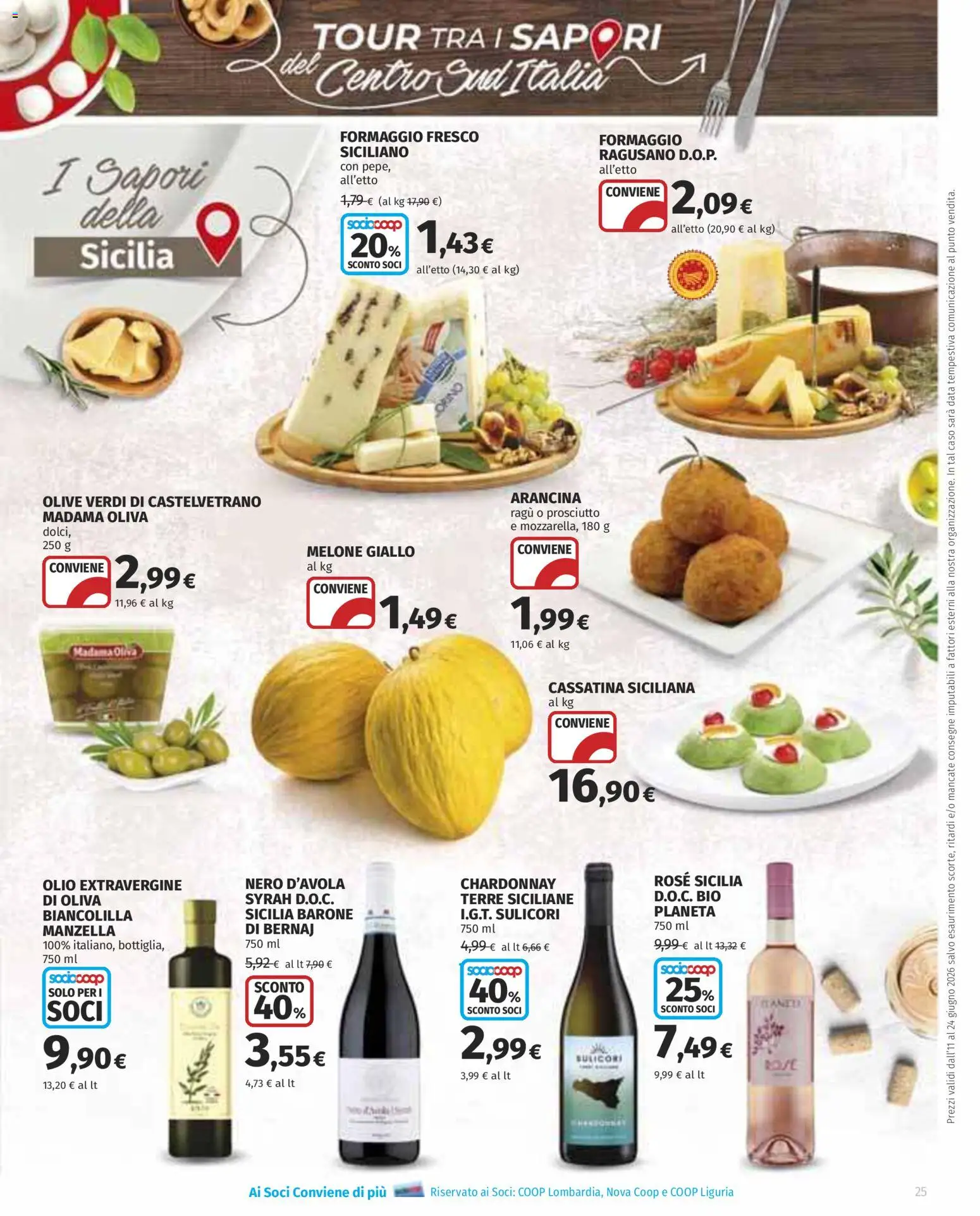 Volantino COOP del 11.06.2026 | Pagina: 25 | Prodotti: Formaggio, Olio, Melone, Data