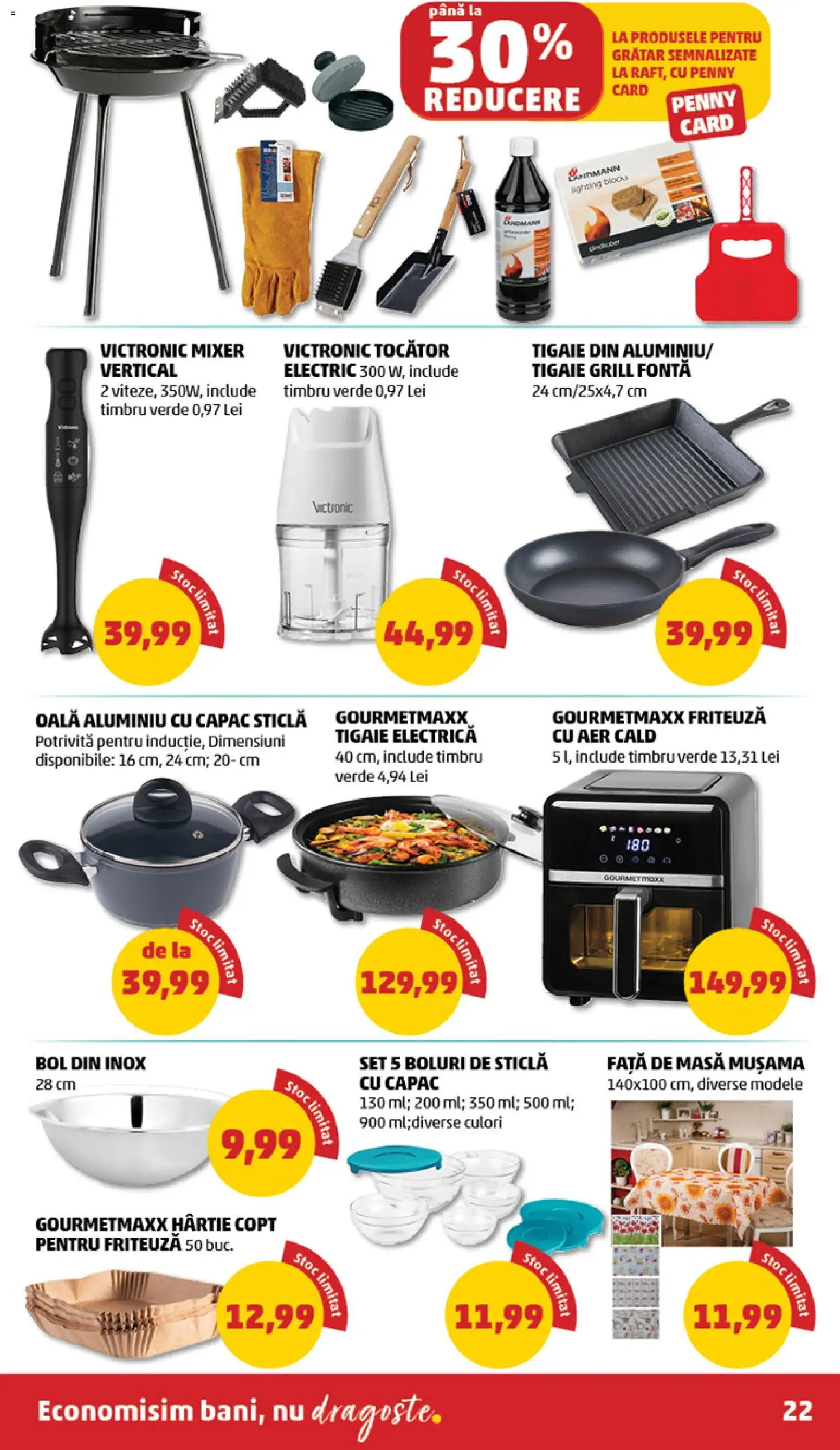 Noul catalog PENNY – valabil de la 05.08.2026 | Pagină: 22 | Produse: Față de masă, Mixer, Masă, Tocător