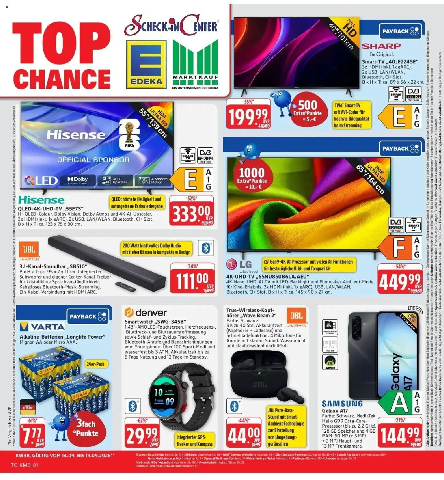 Edeka Prospekt Stuttgart - Feuerbach (ab 14.09.2026) » Angebote Online | Seite: 60 | Produkte: Berliner, Hisense, Toner, Audio