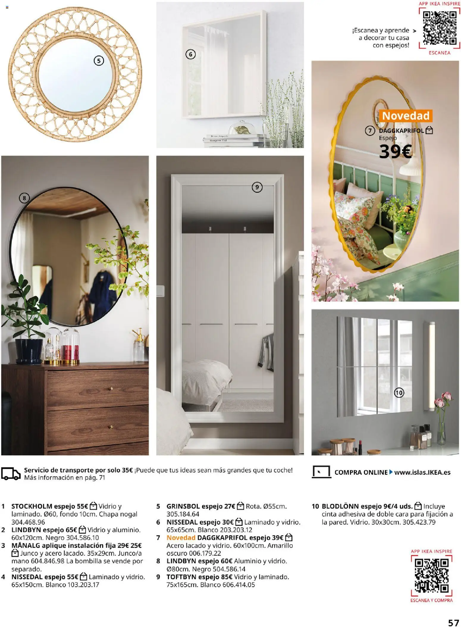 Catálogo IKEA Accesorios y decoración │ válido desde el 01/02/2026 | Página: 57 | Productos: Bombilla, Espejo