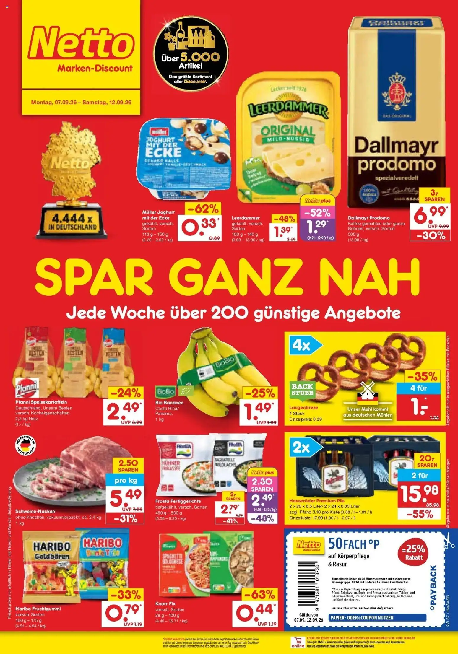 Netto Marken-Discount Prospekt Hamburg – gültig ab 07.09.2026 | Seite: 1 | Produkte: Haribo, Joghurt, Pils, Schweinenacken