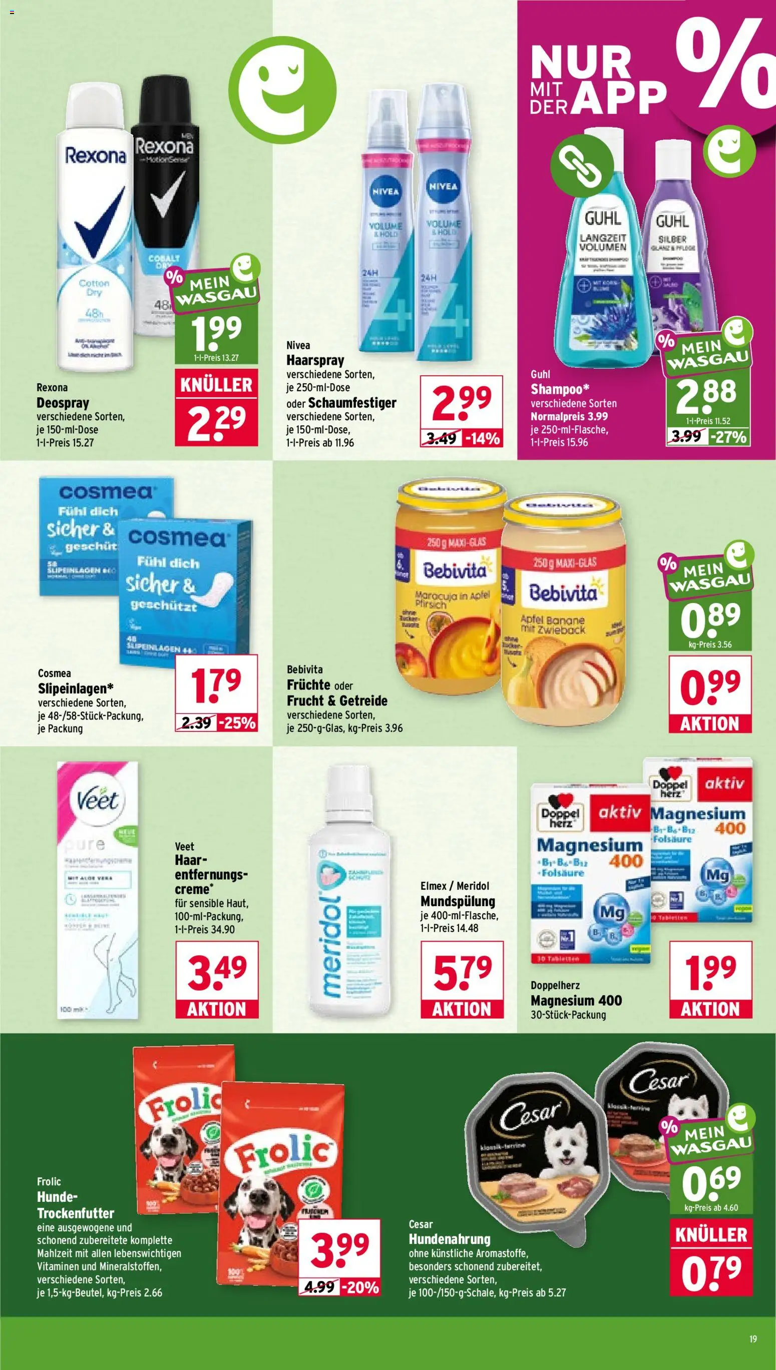 Wasgau Prospekt – gültig ab 13.07.2026 | Seite: 19 | Produkte: Äpfel, Haarspray, Pfirsich, Deospray