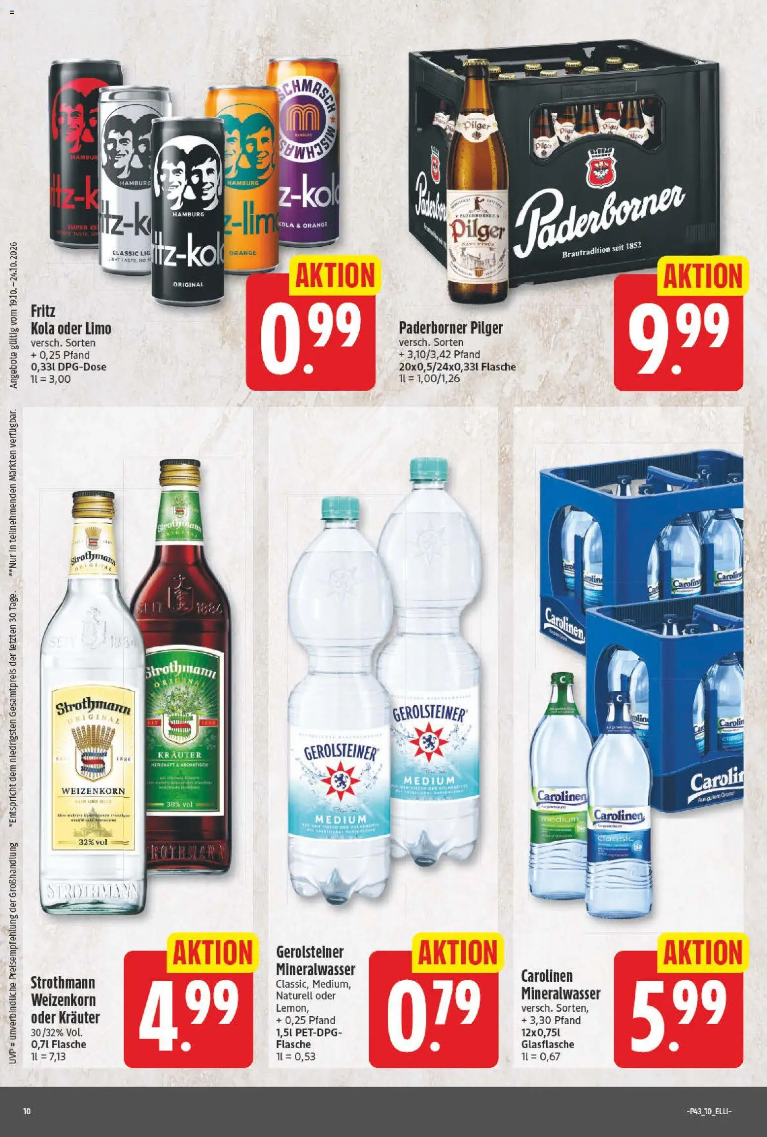 Elli Markt Prospekt – gültig ab 19.10.2026 | Seite: 10 | Produkte: Cola, Mineralwasser, Gerolsteiner