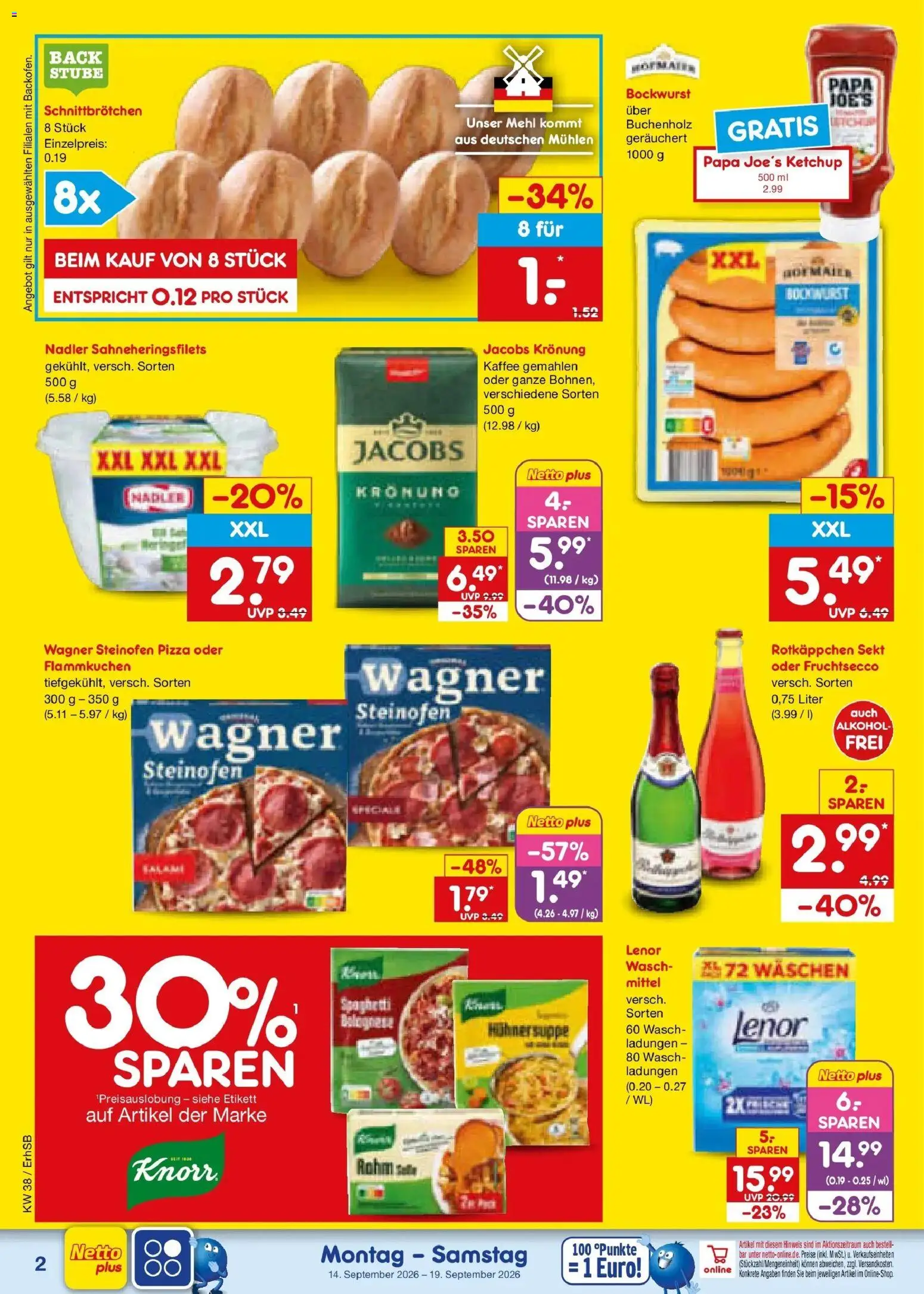 Netto Marken-Discount Prospekt München – gültig ab 14.09.2026 | Seite: 2 | Produkte: Sekt, Knorr, Fruchtsecco, Alkohol
