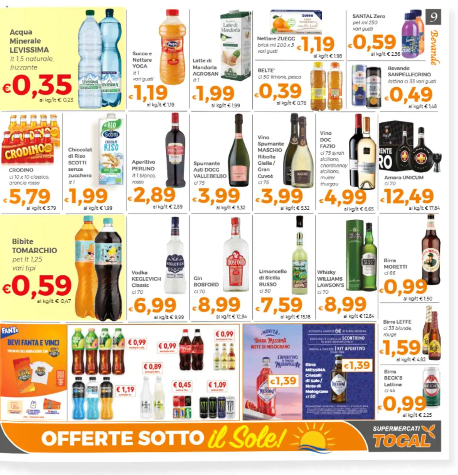Volantino Tocal del 10/07/2026 | Pagina: 9 | Prodotti: Succo, Vodka, Vino, Birra messina