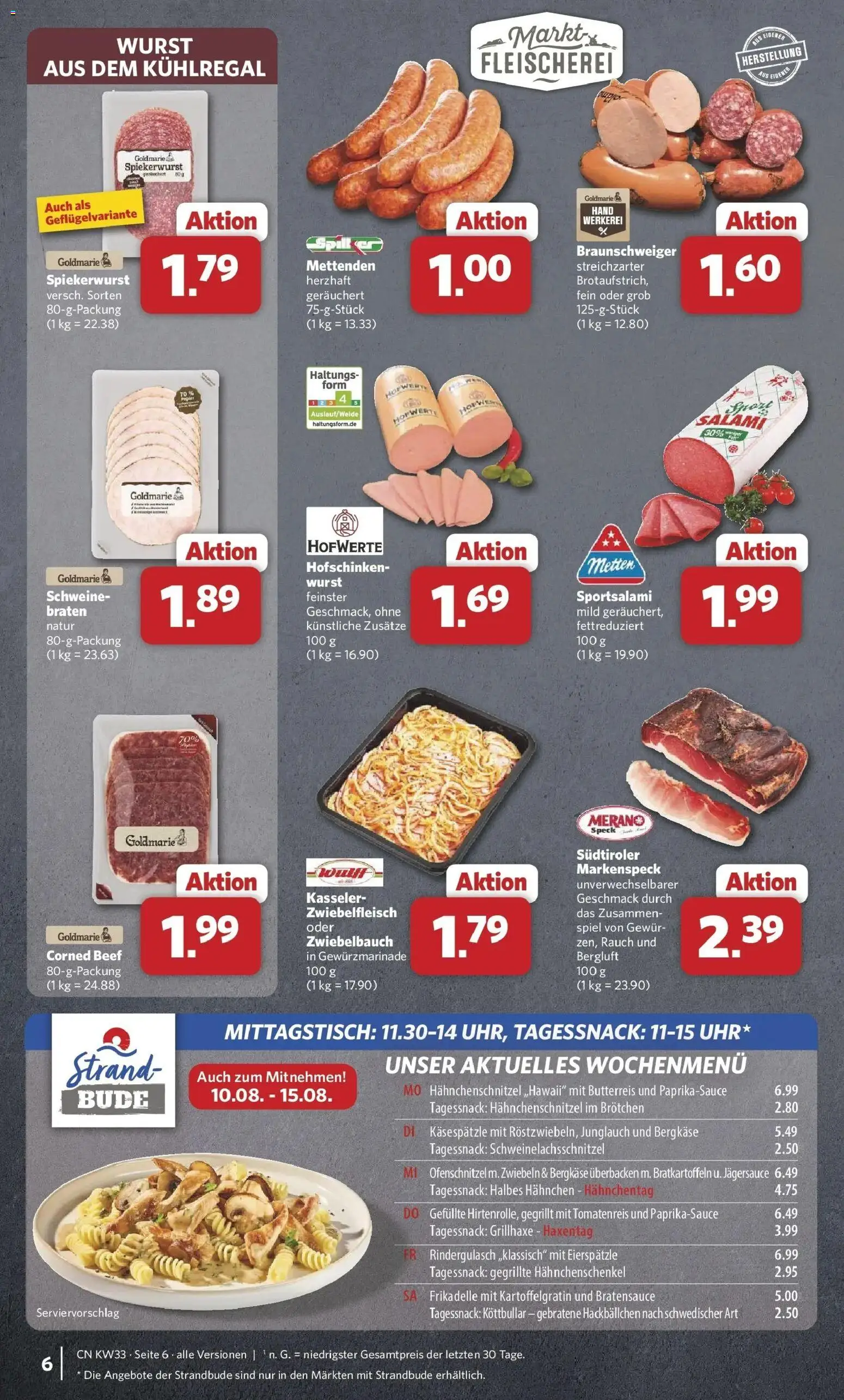 Combi Prospekt Dülmen (ab 10.08.2026) zum Blättern | Seite: 6 | Produkte: Hahnchen, Hahnchenschenkel, Wurst, Salami