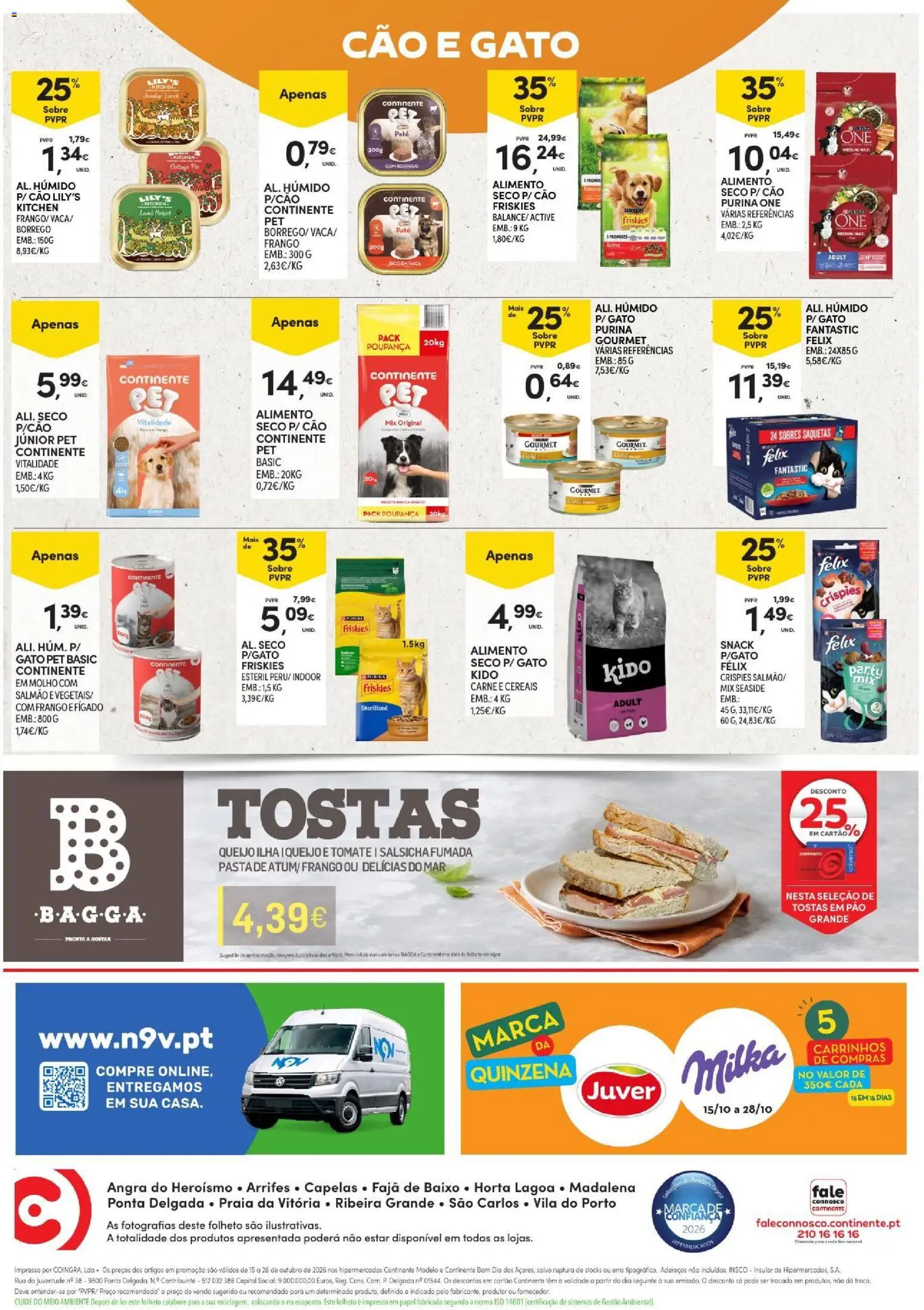 Continente folheto Açores │ válido de 15/10/2026 | Página: 36 | Produtos: Salsicha, Café, Saquetas, Carne