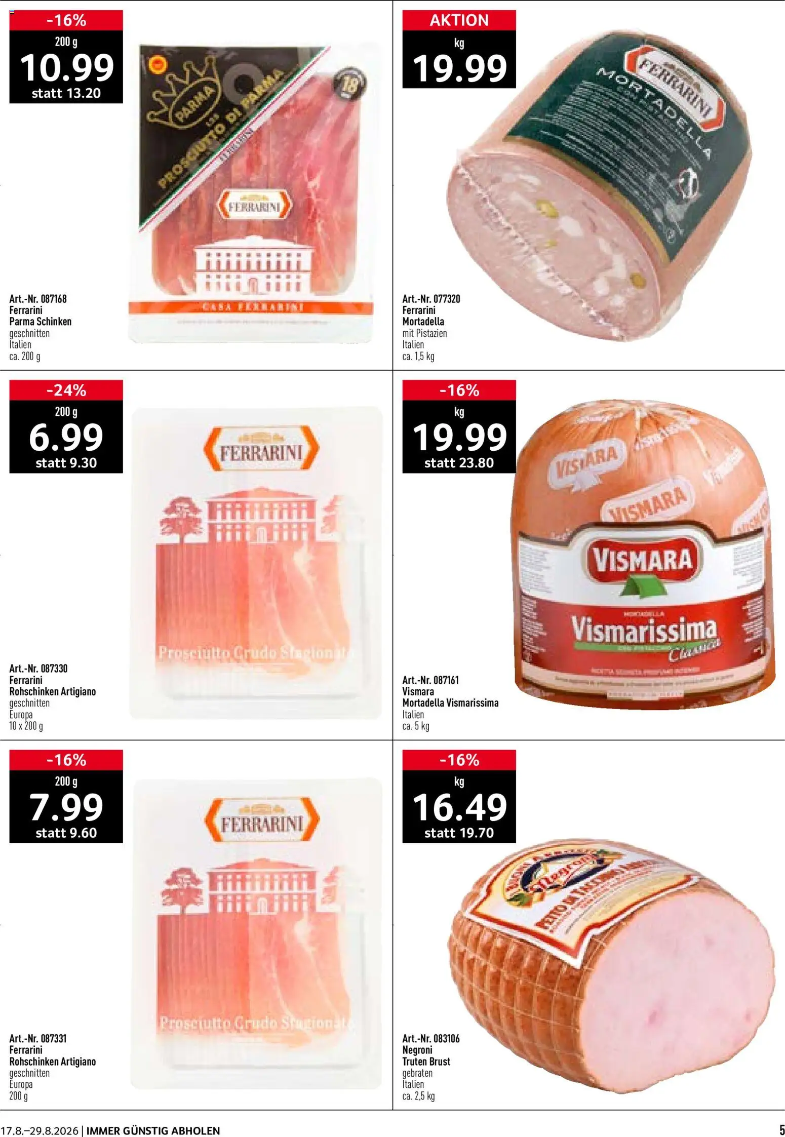 Prodega aktionen Ciao Hola Ola – gültig ab 17.08.2026 | Seite: 5 | Produkte: Schinken