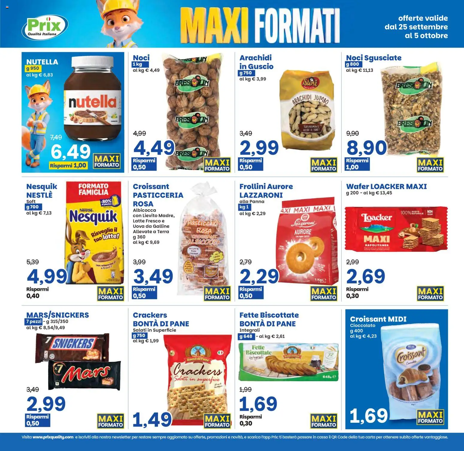 Volantino Prix del 25/09/2026 | Pagina: 5 | Prodotti: Pane, Latte, Nutella, Lievito