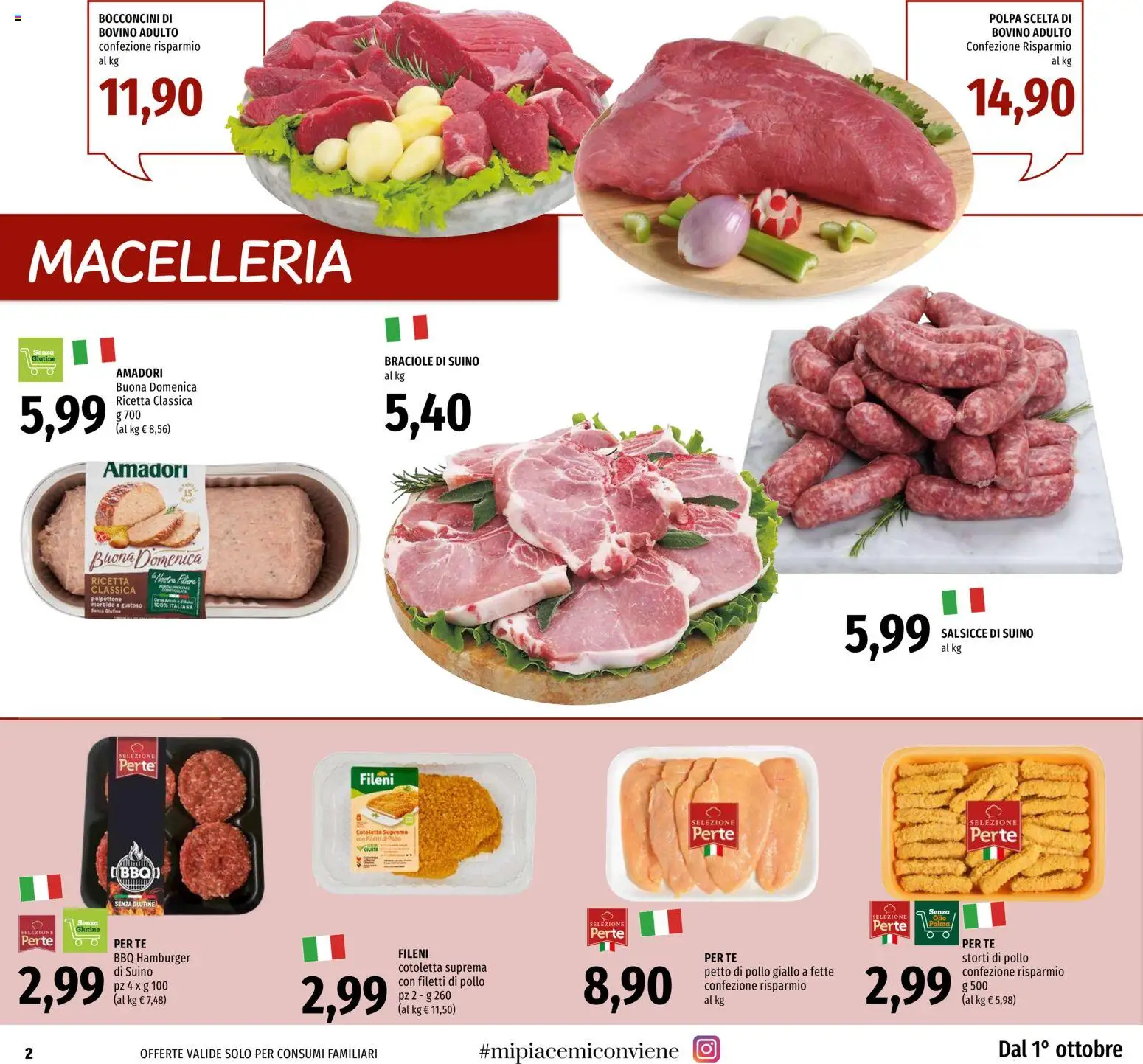 Volantino EMI del 01/10/2026 | Pagina: 2 | Prodotti: Senza glutine, Bovino, Pollo, Olio