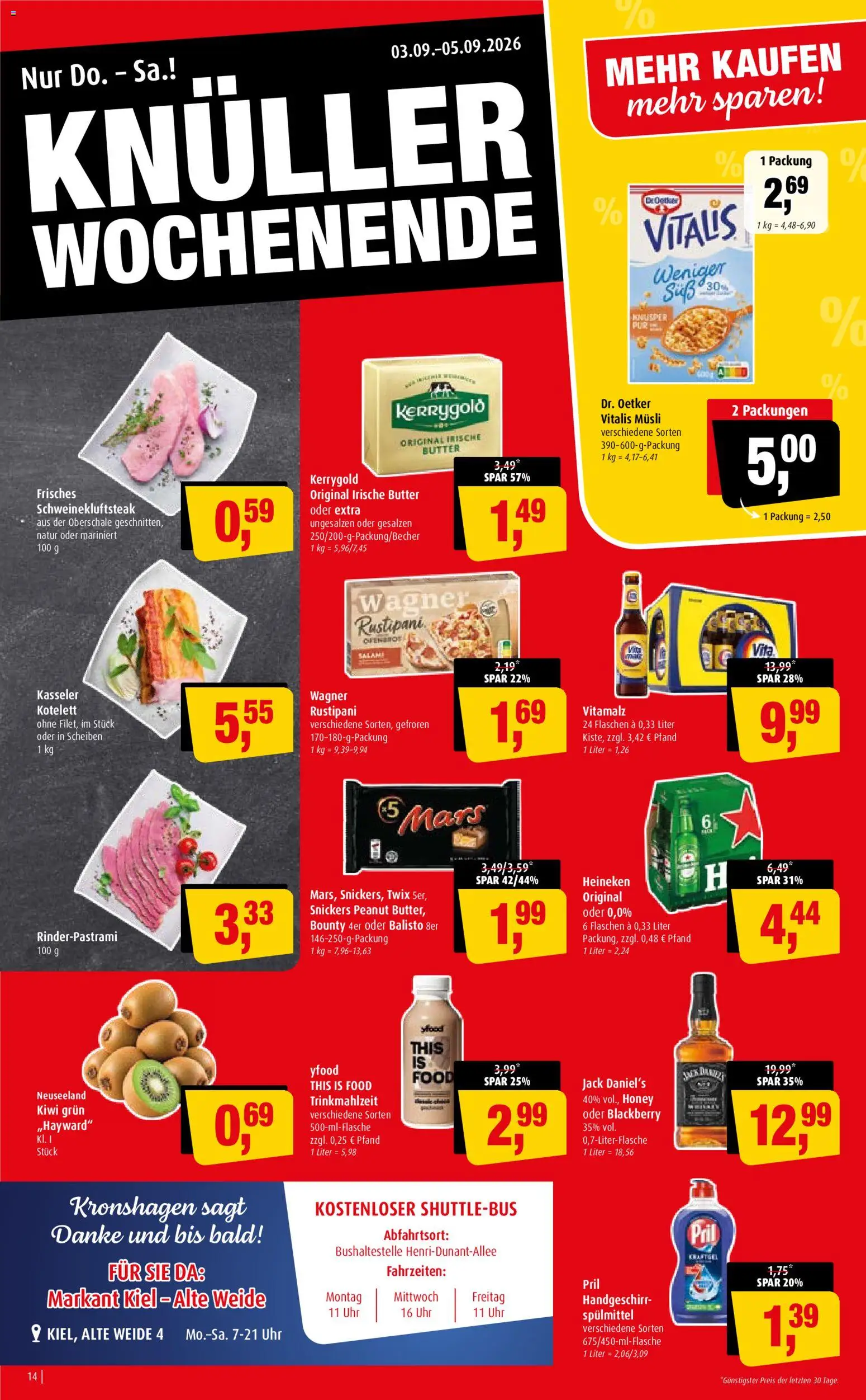 Markant Prospekt – gültig ab 31.08.2026 | Seite: 14 | Produkte: Jack Daniel's, Snickers, Kiwi, Uhr