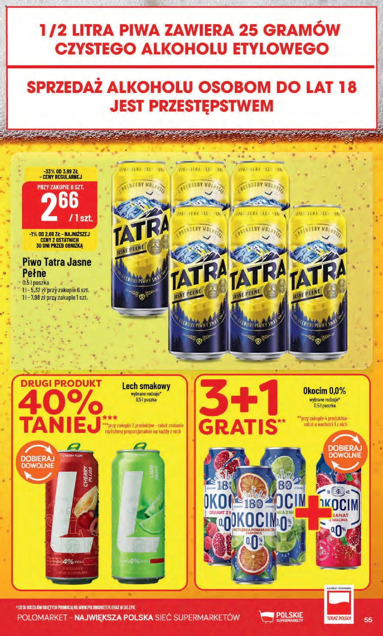 POLOmarket gazetka od 02.09.2026 | Strona: 55 | Produkty: Malina, Lech, Piwo