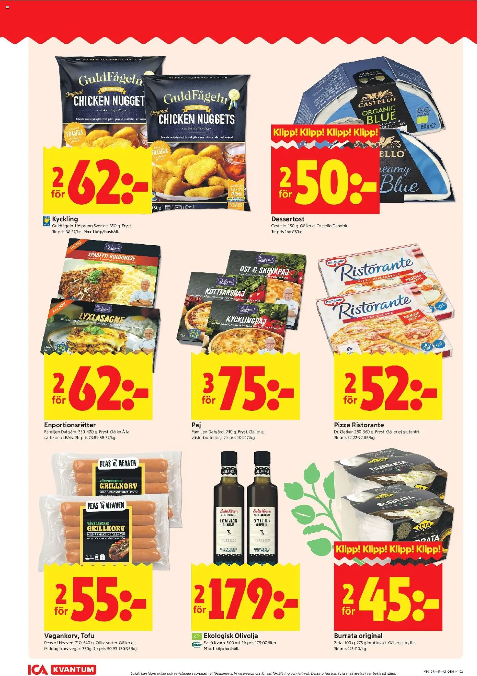 ICA Kvantum reklamblad aktuell från 20/07/2026 | Sida: 2 | Produkter: Burrata, Galler, Grillkorv, Olivolja