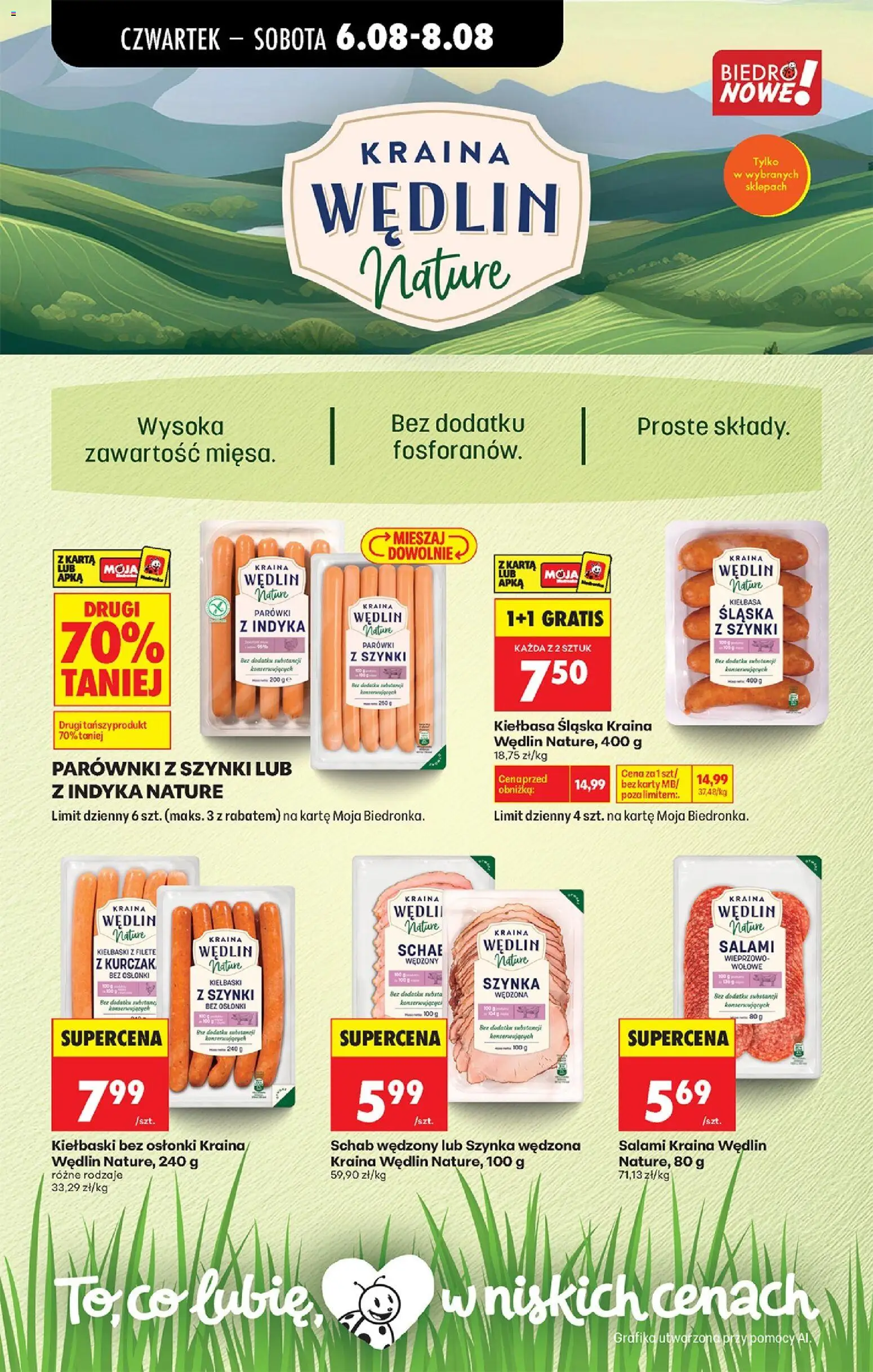Biedronka gazetka od czwartku od 06.08.2026 | Strona: 59 | Produkty: Kurczak, Kiełbaski, Szynka, Salami
