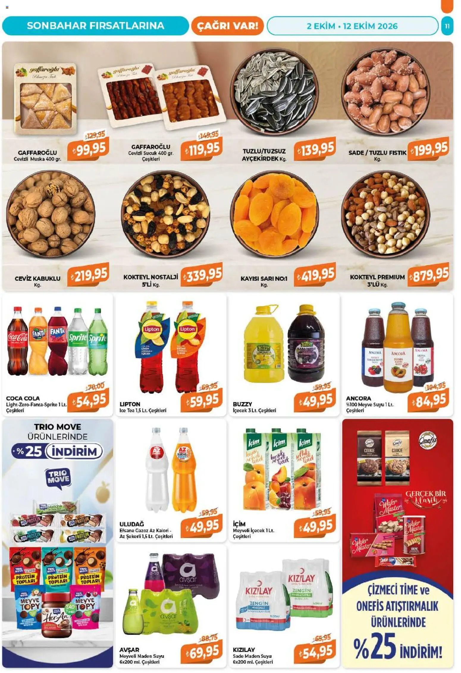Çağrı Market - Güncel Katalog - 02 Ekim 2026 tarihinden itibaren geçerlidir | Sayfa: 11 | Ürünler: Atıştırmalık, Fıstık, Ceviz, Maden suyu