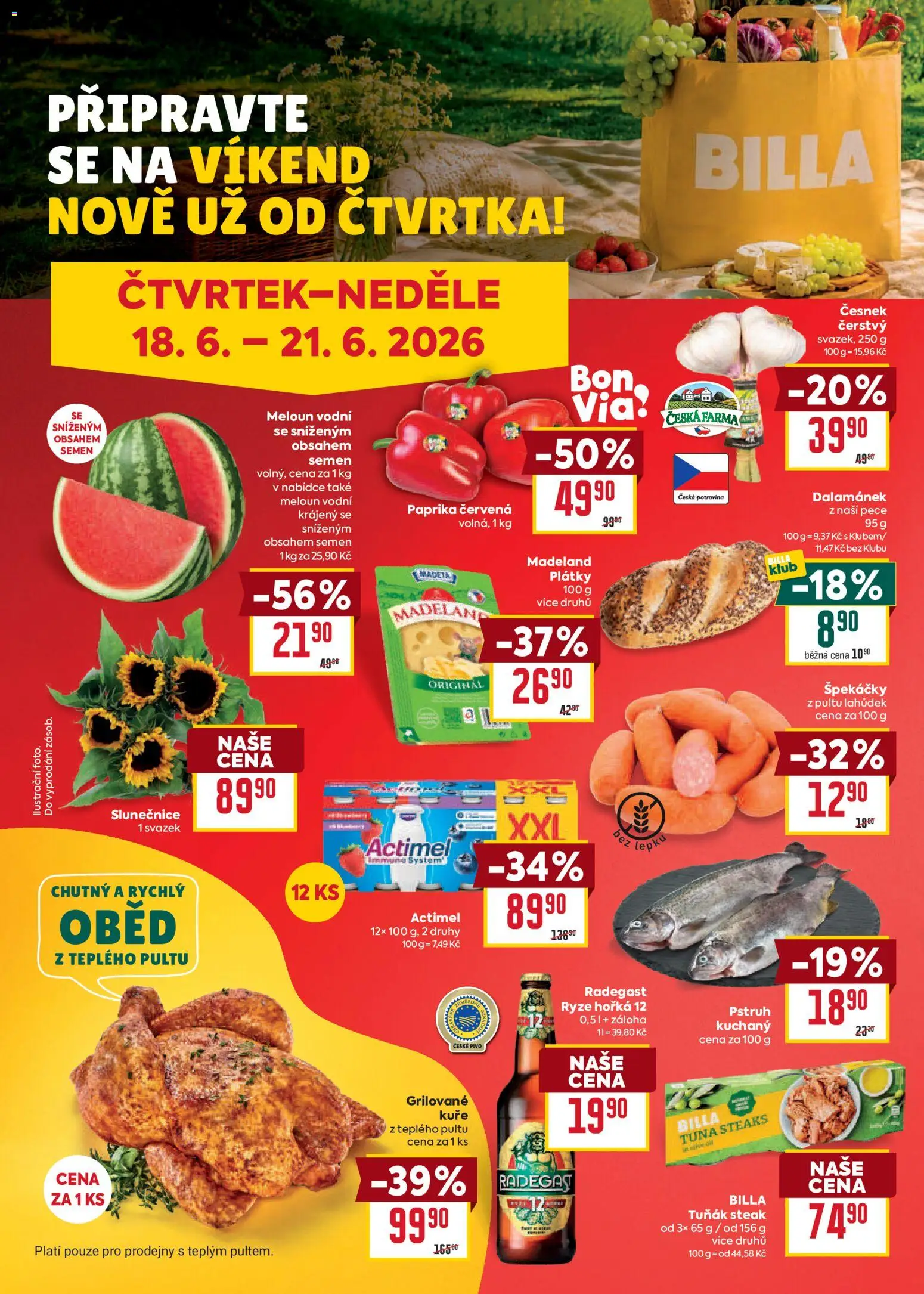 Billa Velký leták od 17.06.2026 | Strana: 30 | Produkty: Meloun, Pivo, Radegast, Actimel