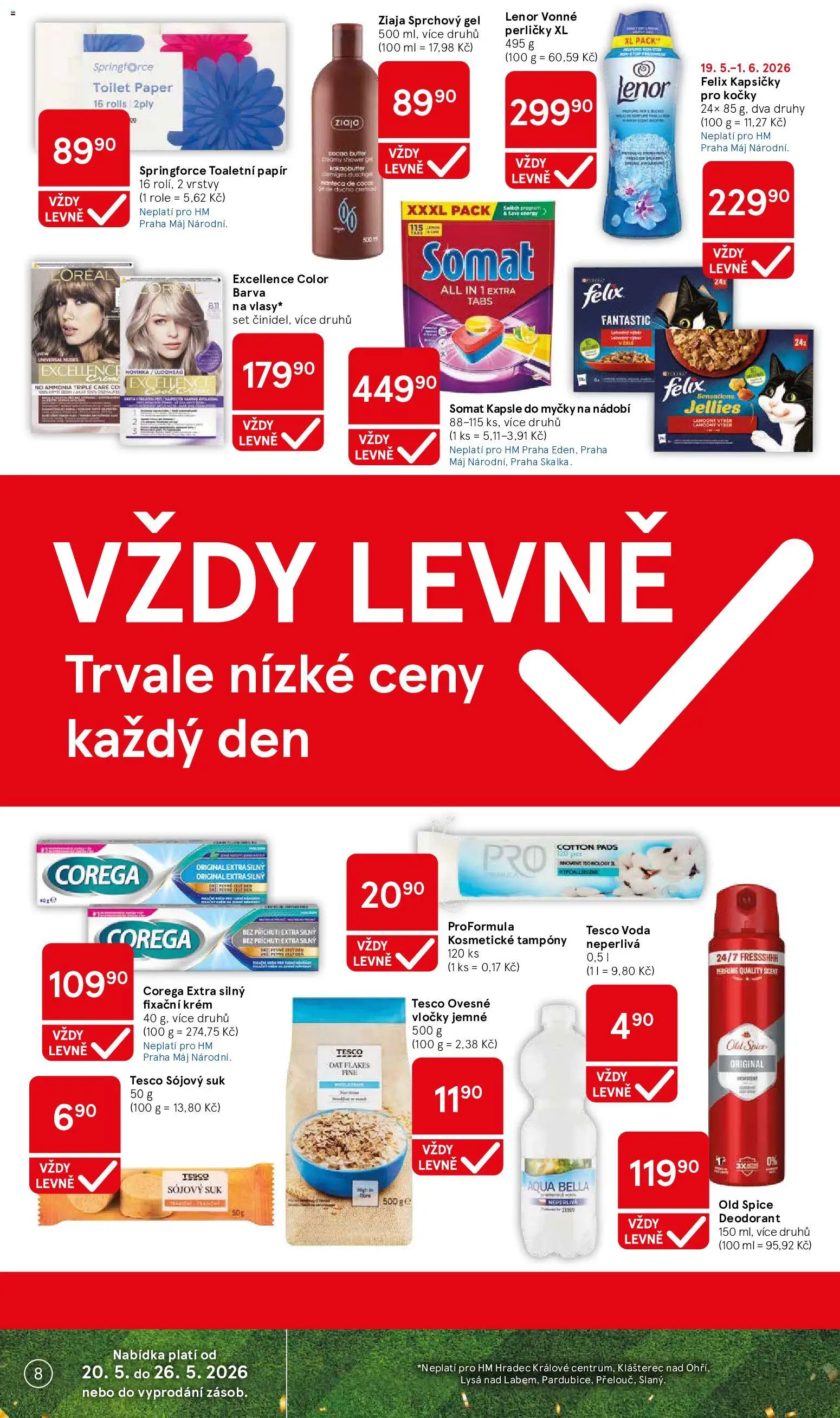 Tesco leták - Hypermarket od 20.05.2026 | Strana: 8 | Produkty: Nádobí, Kapsle, Felix kapsičky, Tampony