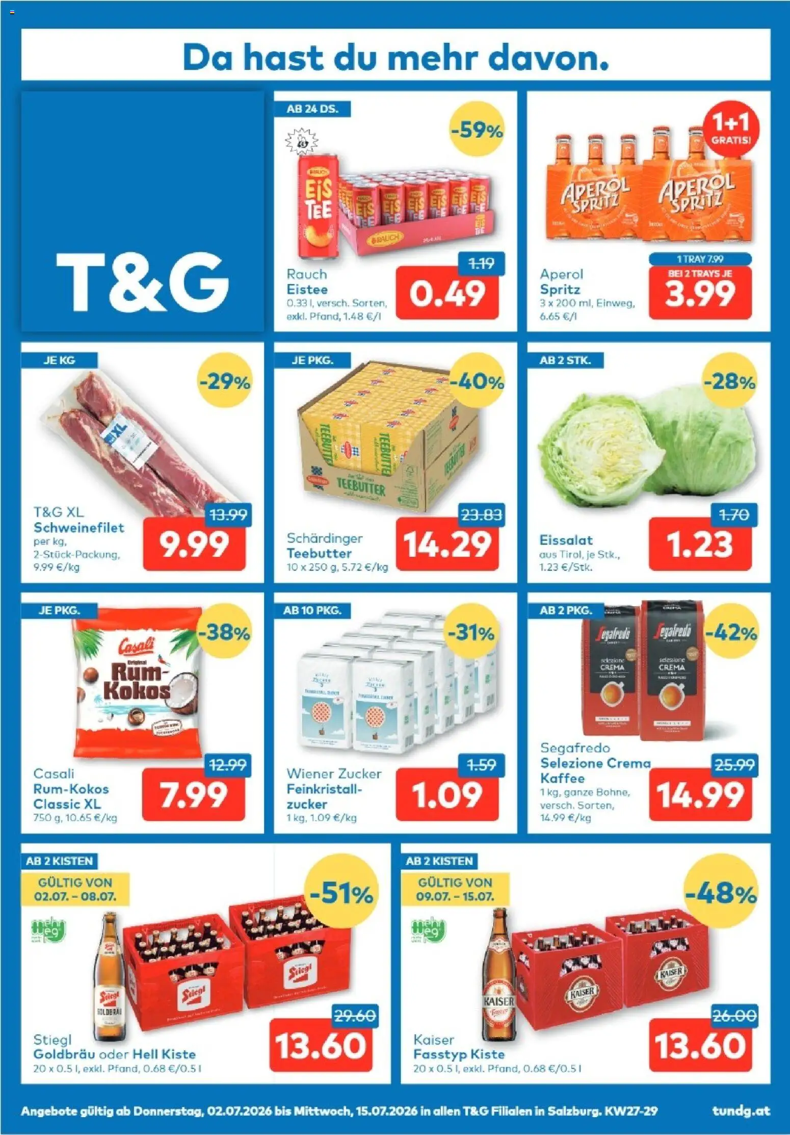 T&G Salzburg gültig ab 02.07.2026 | Seite: 1 | Produkte: Zucker, Kaffee