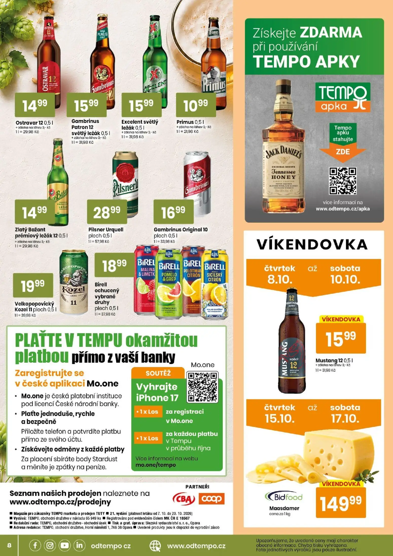 Tempo leták od 07.10.2026 | Strana: 8 | Produkty: Telefon, Pilsner, Iphone, Jack Daniel’s