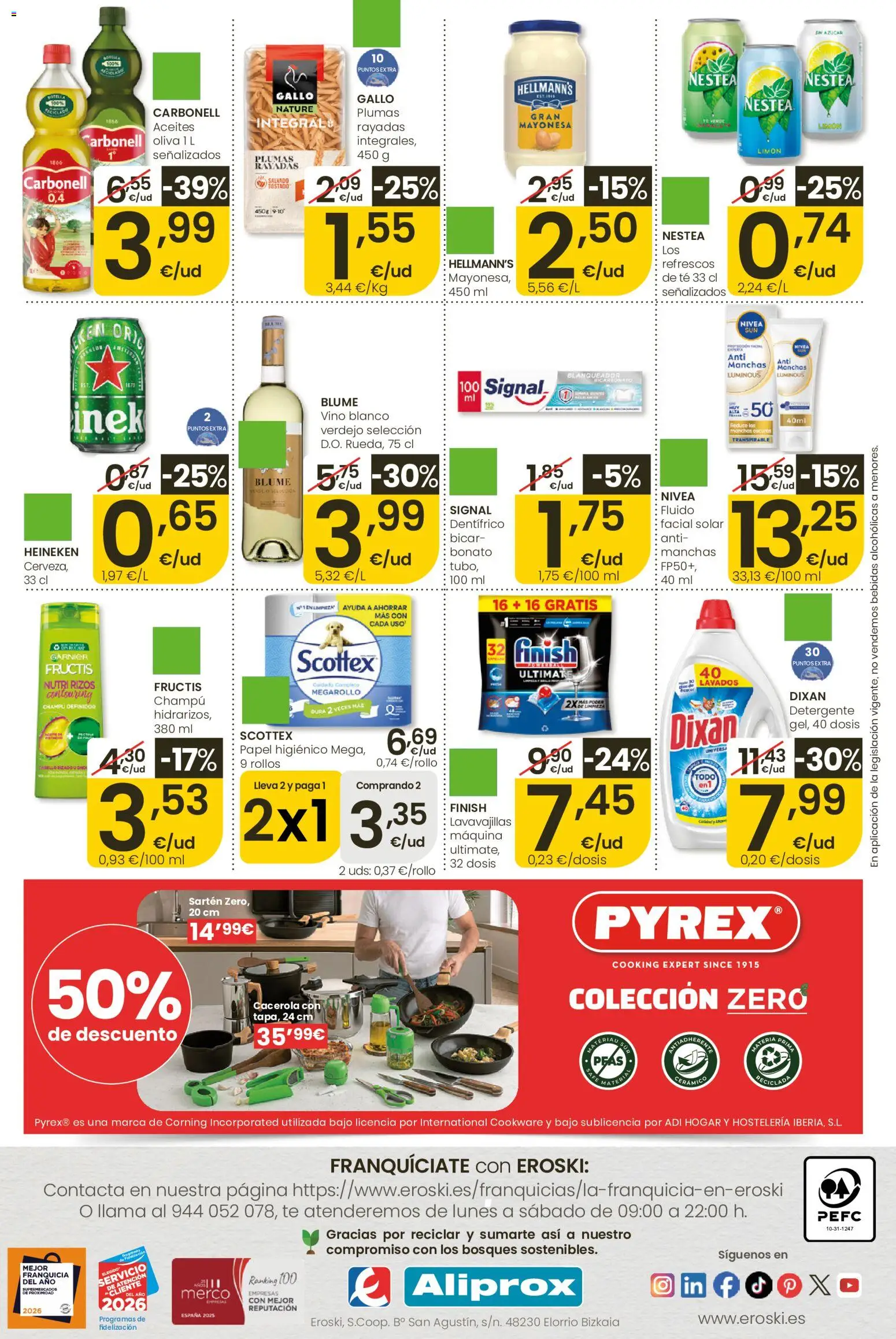 Eroski Ofertones de verano Aliprox │ válido desde el 11.06.2026 | Página: 4 | Productos: Champú, Detergente, Οθόνη προβολής, Σπανάκι