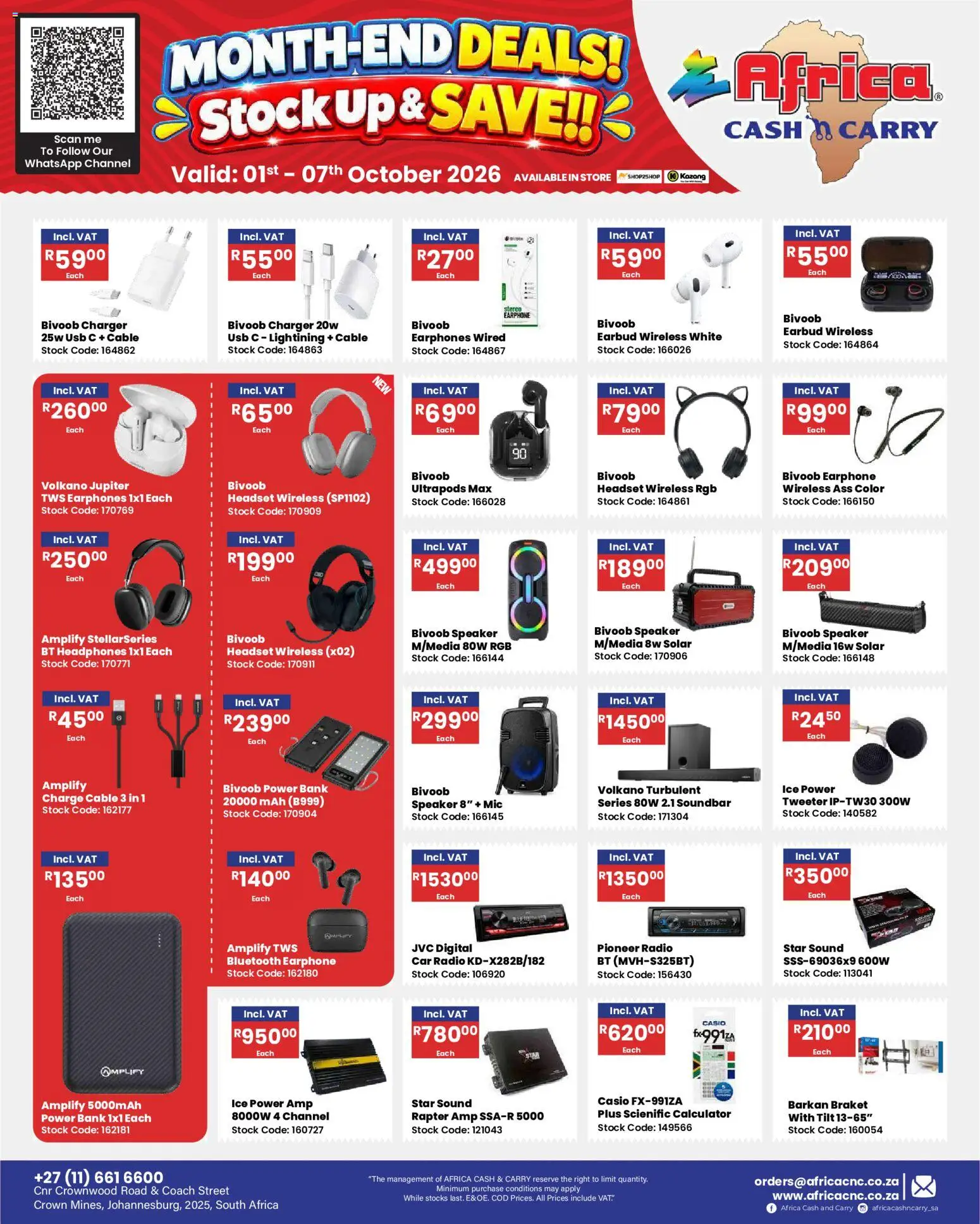 New Africa Cash & Carry catalogue – valid from 01/10/2026 | Page: 32 | Products: Headset, Cable, Speaker, USB