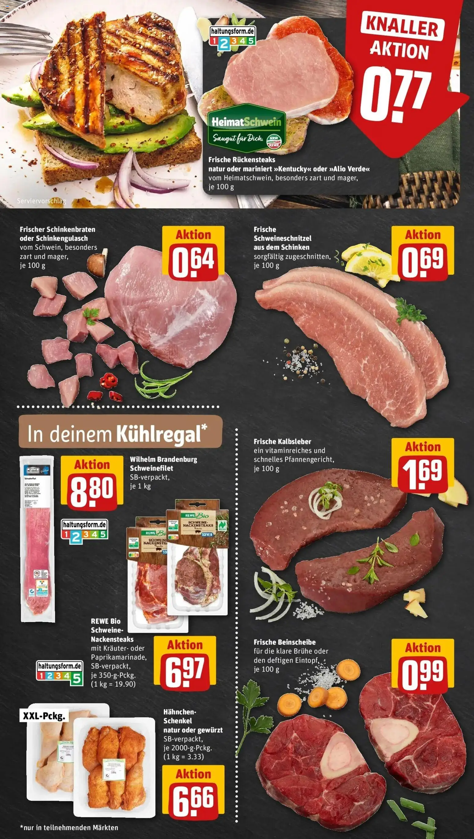 REWE Prospekt ab 04.05.2026 zum Blättern » Angebote | Seite: 8 | Produkte: Nackensteaks, Schweinefilet, Schinken, Steak