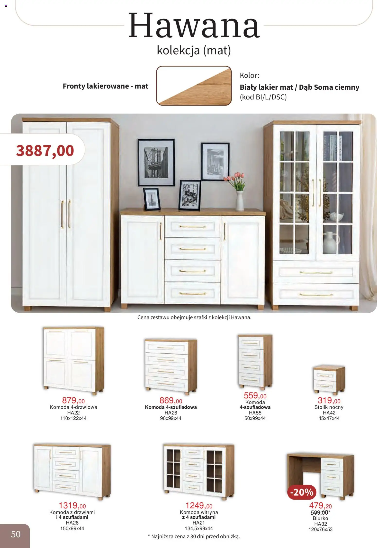 Bodzio Katalog od 01.10.2026 | Strona: 50 | Produkty: Komoda, Stolik nocny, Biurko, Witryna