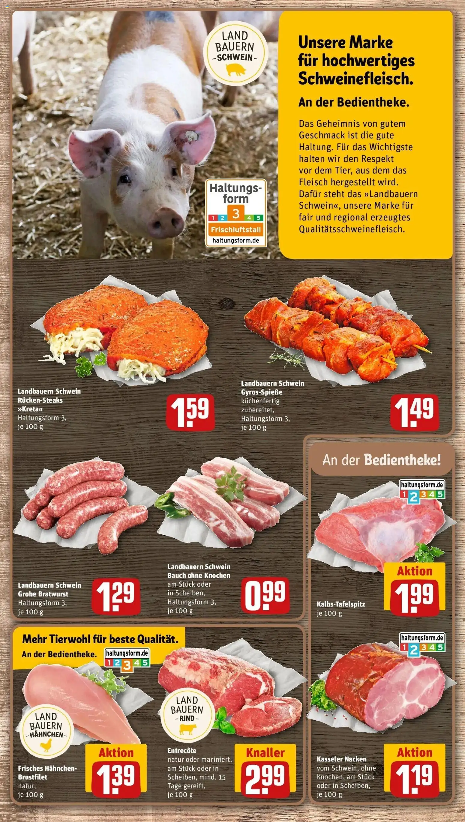 REWE Prospekt ab 21.09.2026 zum Blättern » Angebote | Seite: 14 | Produkte: Hahnchen, Bratwurst, Entrecote, Kasseler nacken
