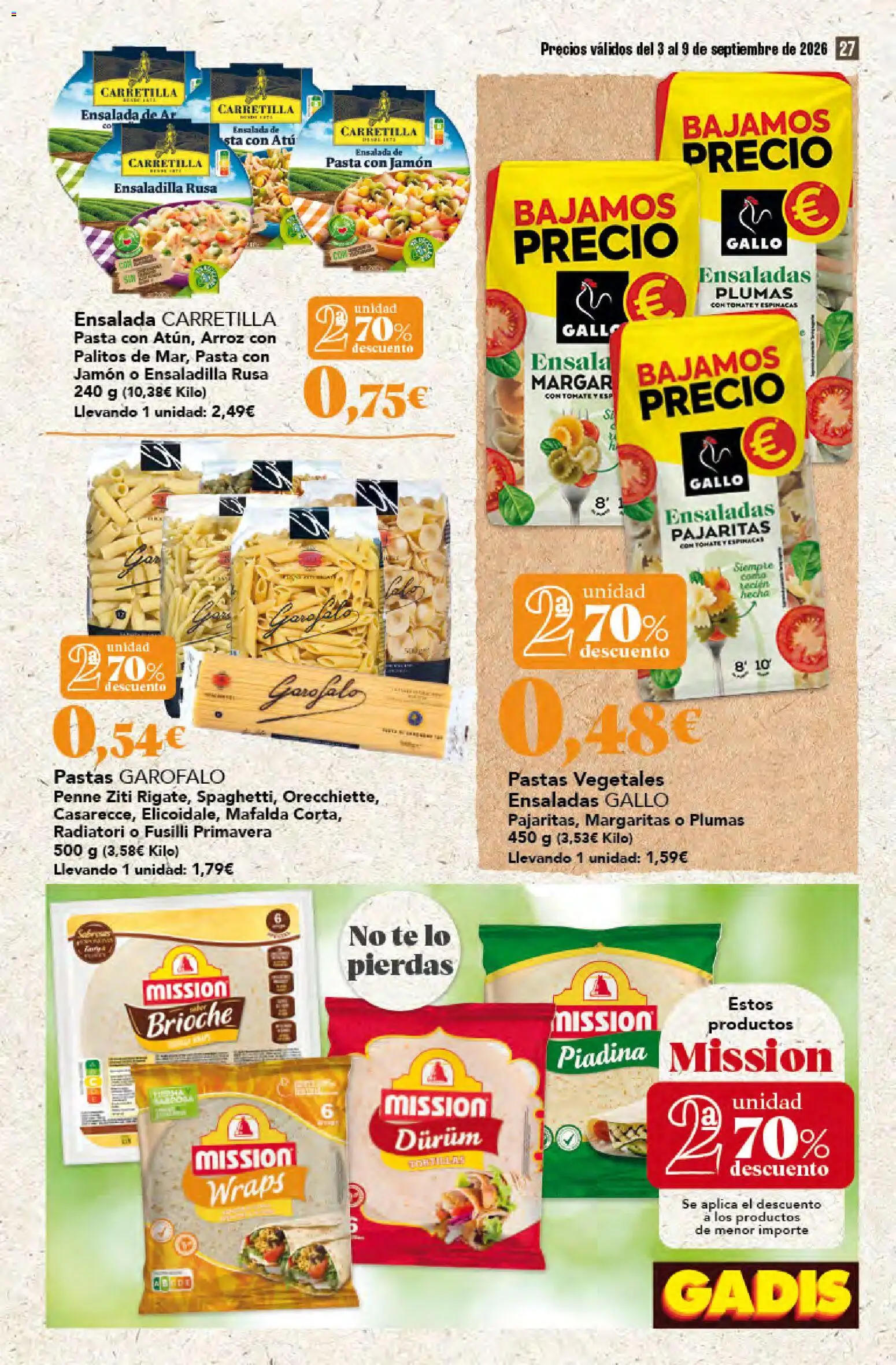 Gadis folleto │ válido desde el 03/09/2026 | Página: 27 | Productos: Jamón, Arroz, Espinacas, Té