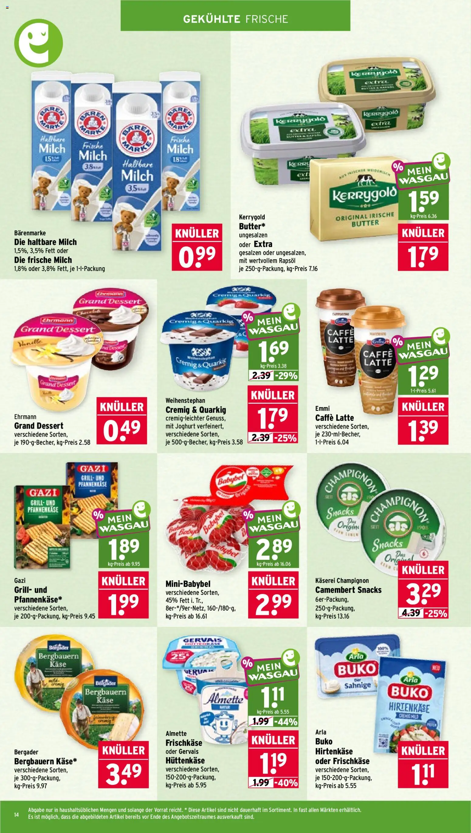 Wasgau Prospekt – gültig ab 17.08.2026 | Seite: 14 | Produkte: Almette, Milch, Butter, Haltbare milch