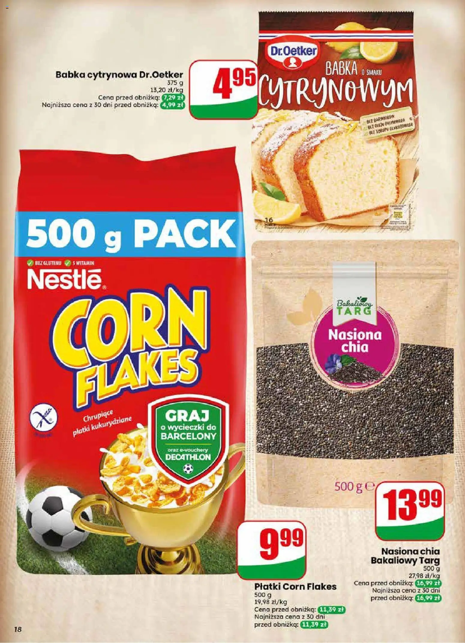 Dino gazetka od 10.06.2026 | Strona: 18 | Produkty: Płatki kukurydziane, Nasiona, Babka, Corn Flakes
