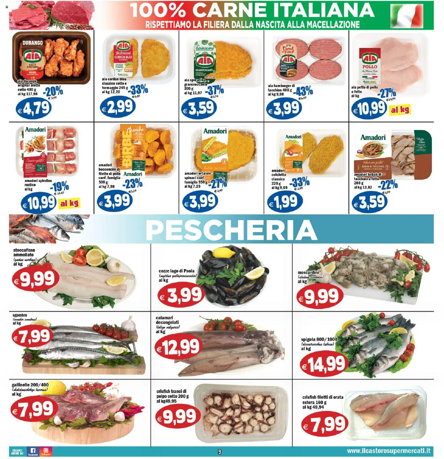 Volantino Il Castoro del 08.05.2026 | Pagina: 9 | Prodotti: Pollo, Orata, Calamari, Hamburger