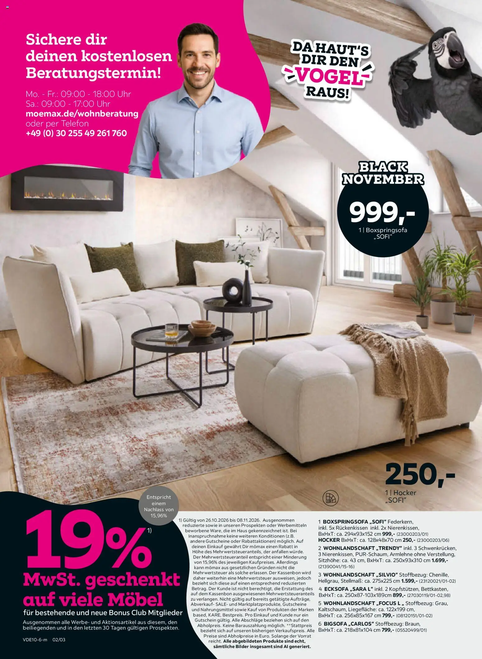 Mömax Black November – gültig ab 25.10.2026 | Seite: 2 | Produkte: Bigsofa, Hocker, Bilder, Telefon