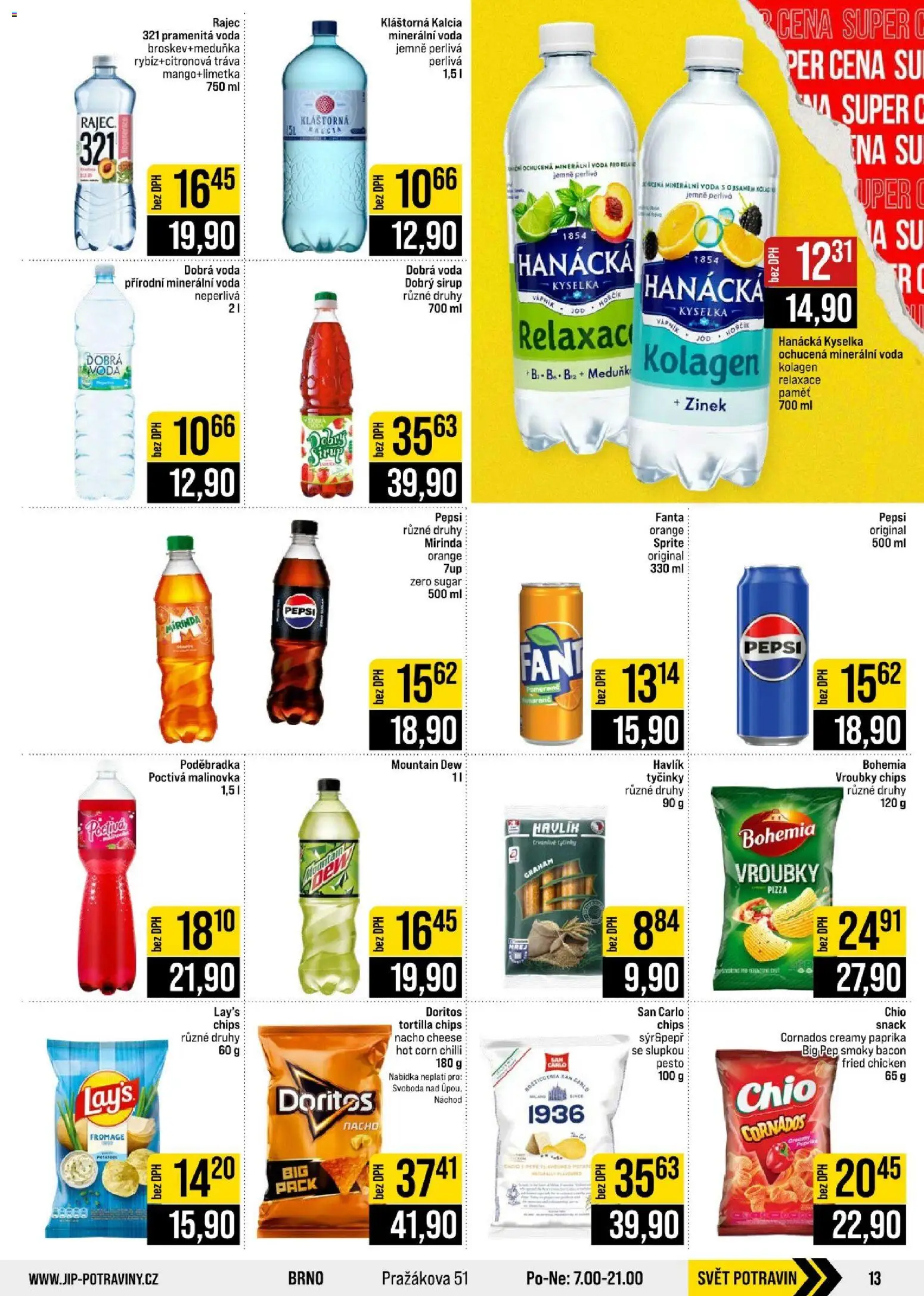 Jip leták - Cash & Carry od 21.10.2026 | Strana: 13 | Produkty: Hanácká kyselka, Poděbradka, Fanta, Kláštorná kalcia