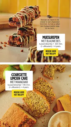 COURGETTE LIMOEN CAKE MET MAANZAAD, Courgette limoen cake met maanzaad tussendoortje • 45 min. (+ afkoelen) • 4 pers. - Voorbeeld van een folder van Jumbo, geldig van 24-08-2026 | Pagina: 25