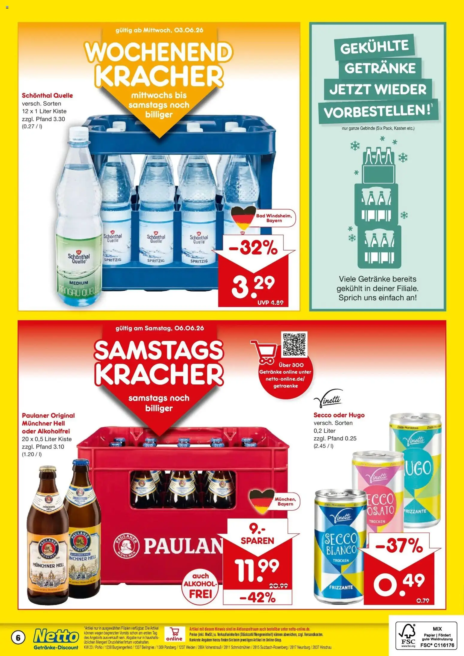 Netto Marken-Discount Prospekt Schmidmühlen – gültig ab 01.06.2026 | Seite: 6 | Produkte: Bad, Hugo, Paulaner