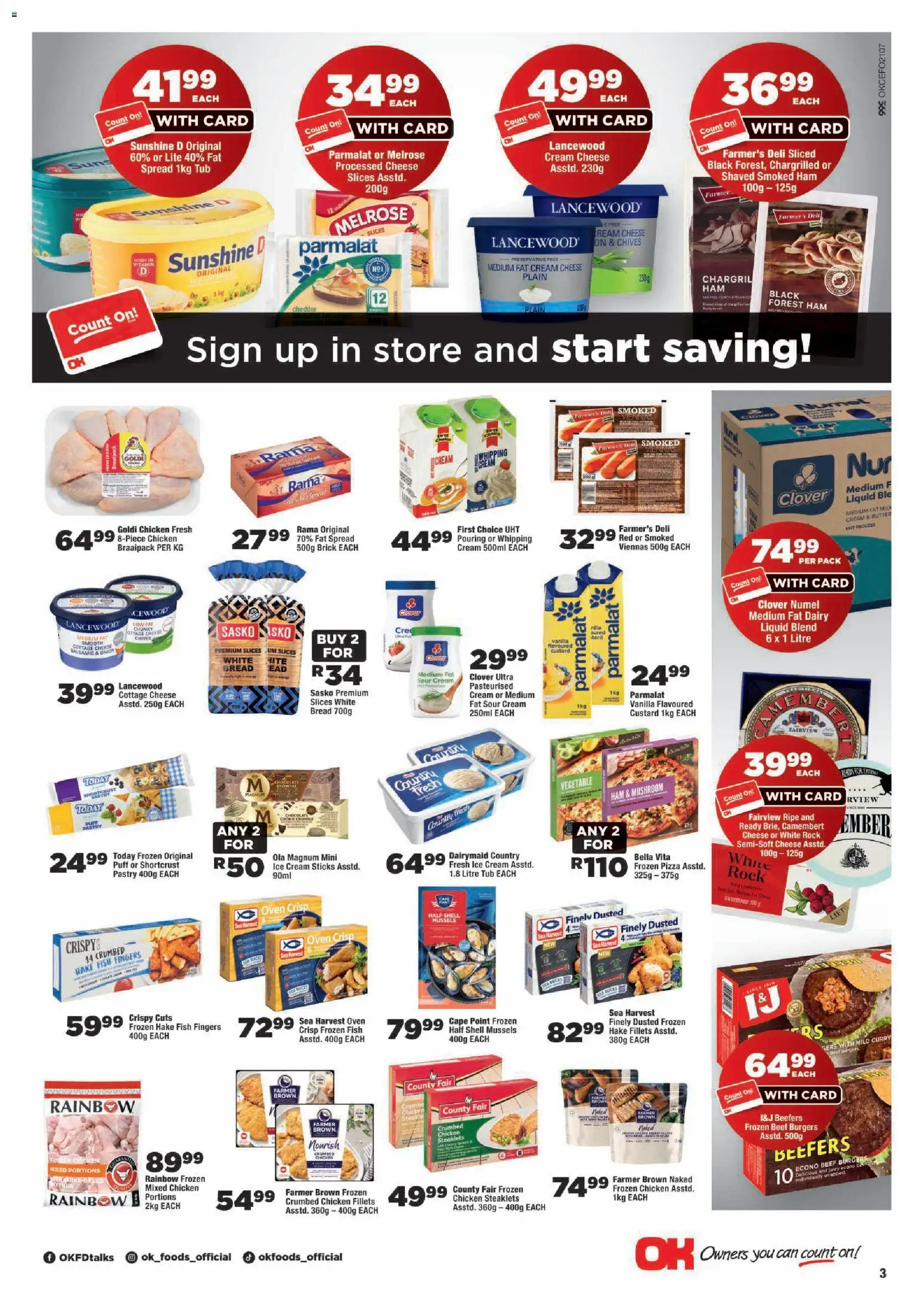 New OK Foods catalogue – valid from 15/07/2026 | Page: 3 | Products: Oven, Pizza, Burgers, Cottage cheese