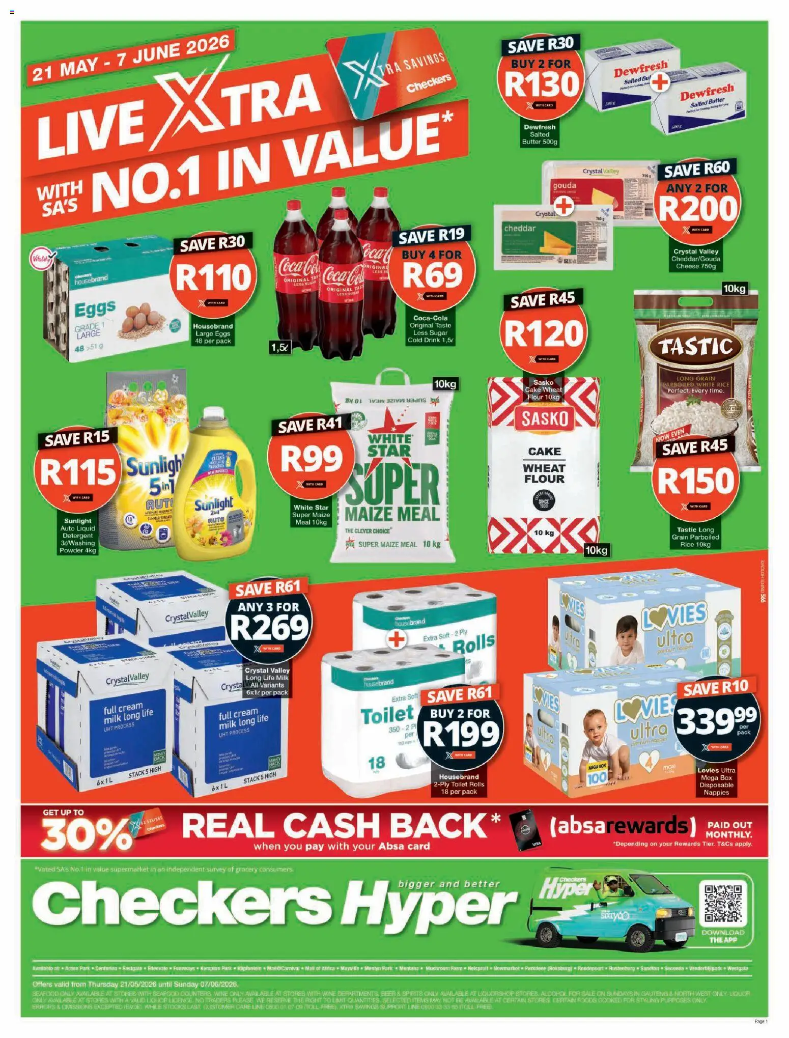 New Checkers catalogue – valid from 21.05.2026 | Page: 1 | Products: Butter, Cheese, Wine, Nappies