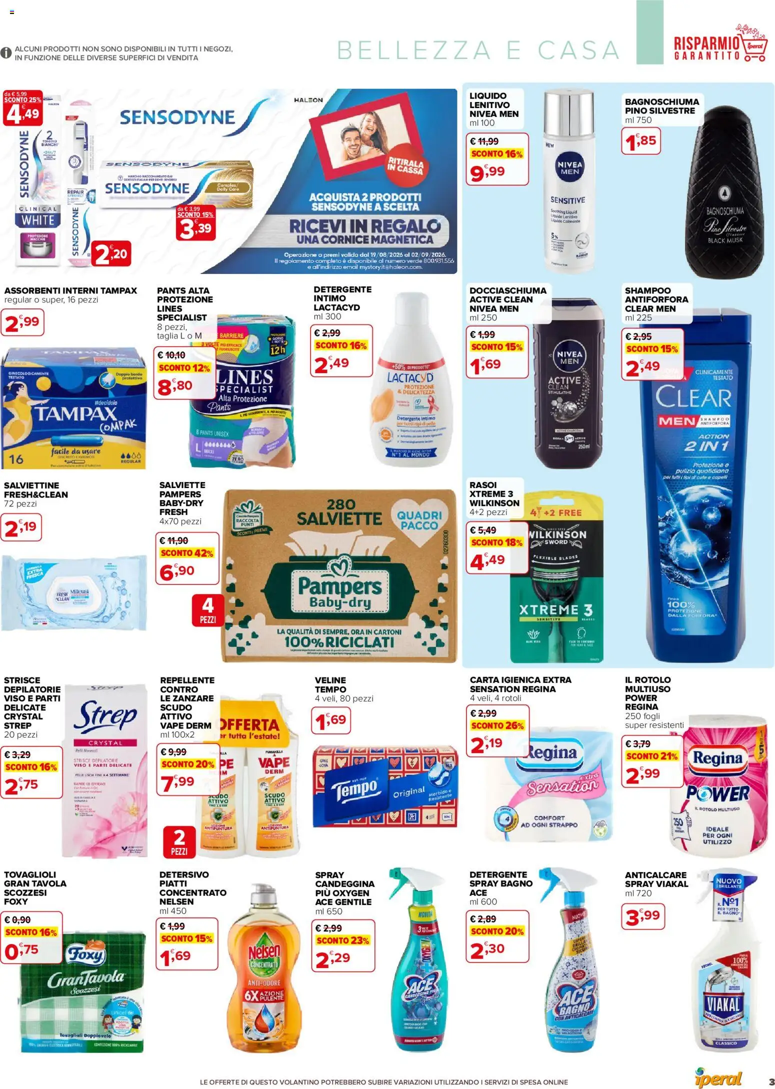 Volantino Iperal del 19/08/2026 | Pagina: 3 | Prodotti: Shampoo, Anticalcare, Pampers, Shampoo antiforfora