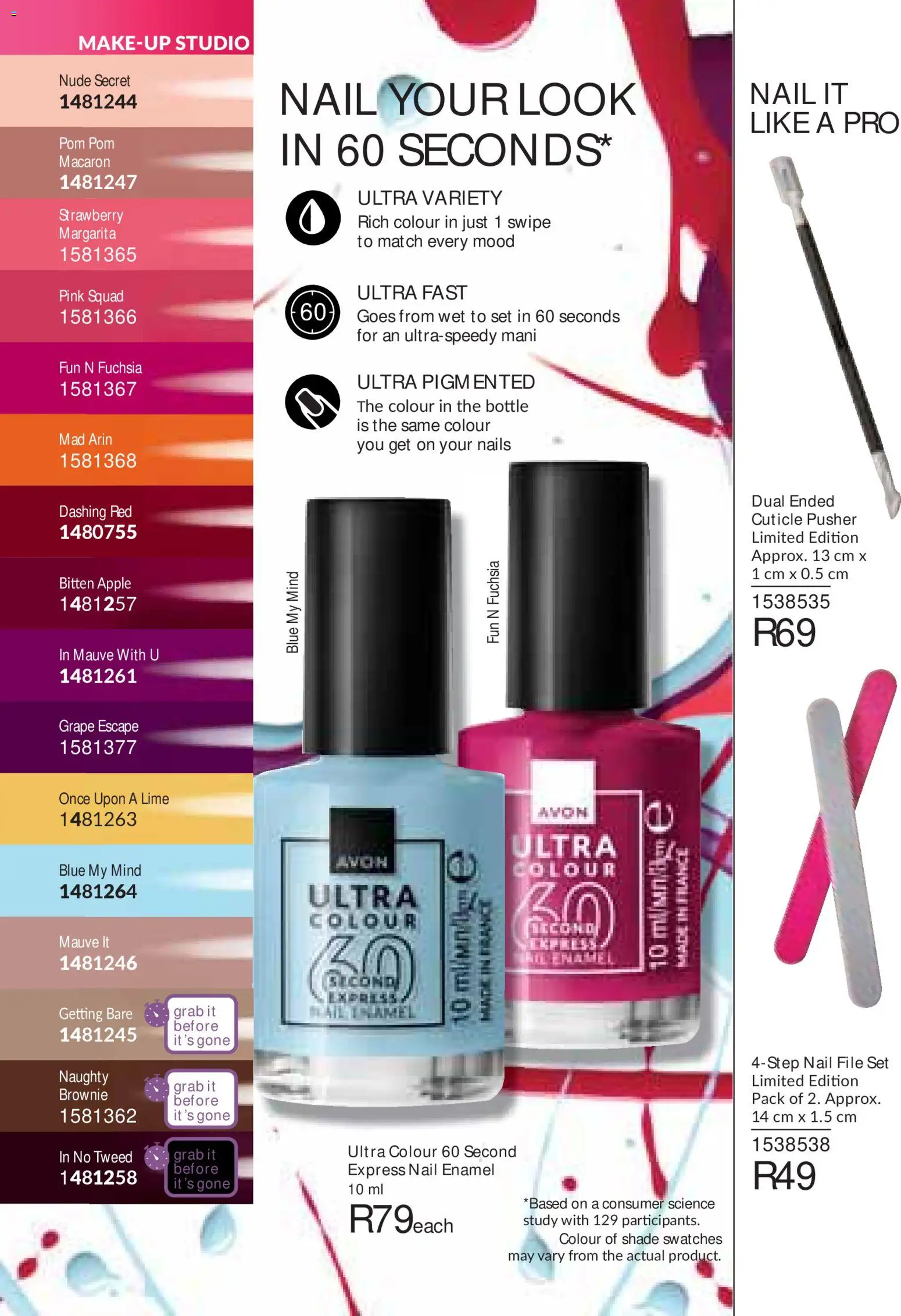 New Avon catalogue – valid from 01/07/2026 | Page: 50 | Products: Cuticle pusher, Nail file, Enamel, Lime