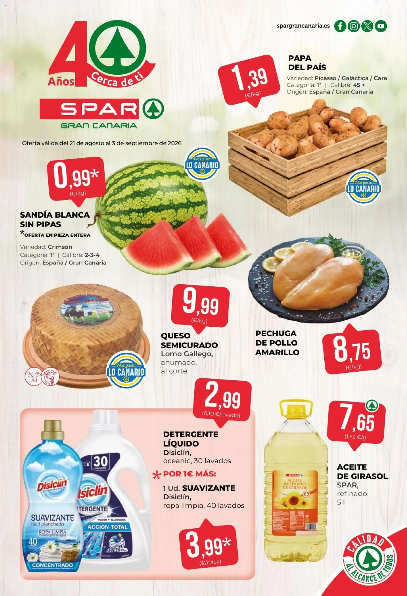 Spar folleto │ válido desde el 21/08/2026 | Página: 1 | Productos: Detergente, Aceite, Lomo, Sandía