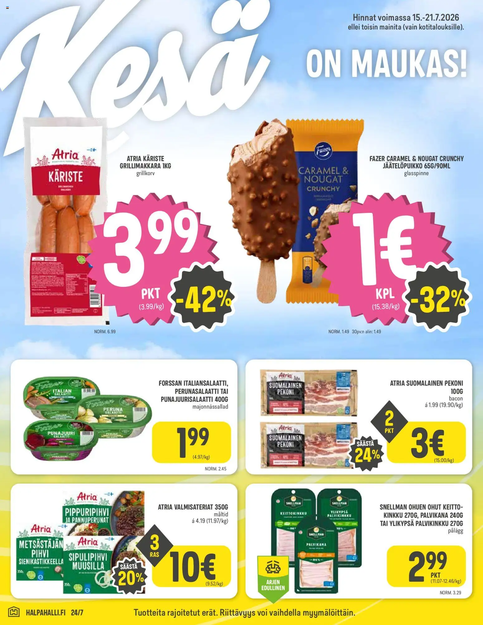 Halpa Halli tarjoukset – voimassa 15/07/2026 alkaen | Sivu: 2 | Tuotteet: Voi, Pihvi, Grillimakkara, Salaatti